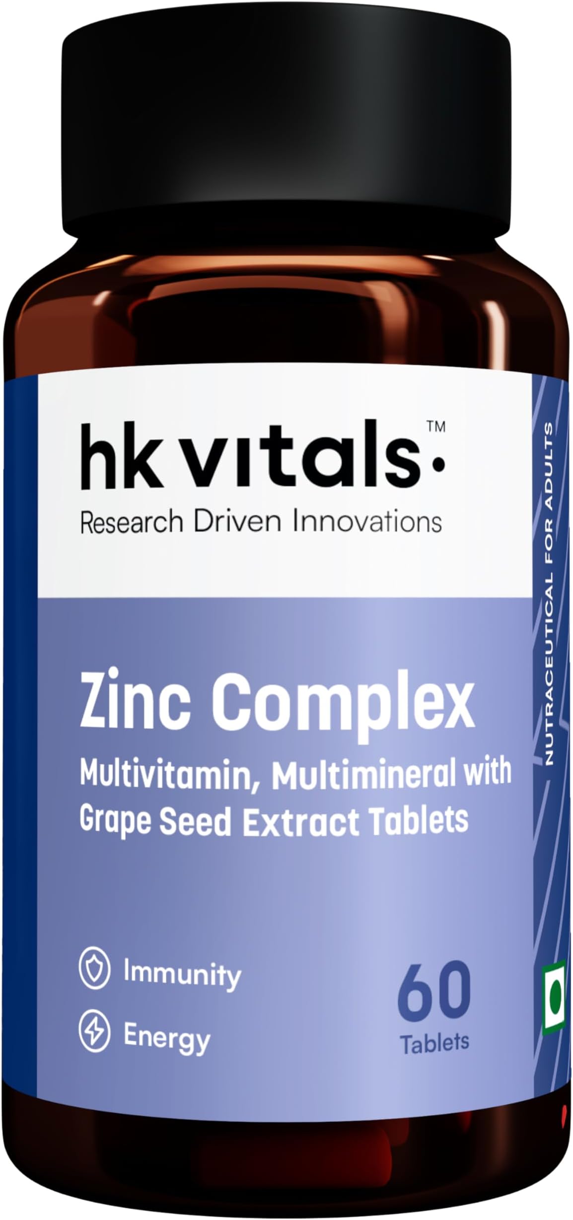 hk vitals Zinc Supplements (60 Tablets) | With Vitamin C, Vitamin D3, Multivitamin and Multimineral | Immunity Boosters For Adults