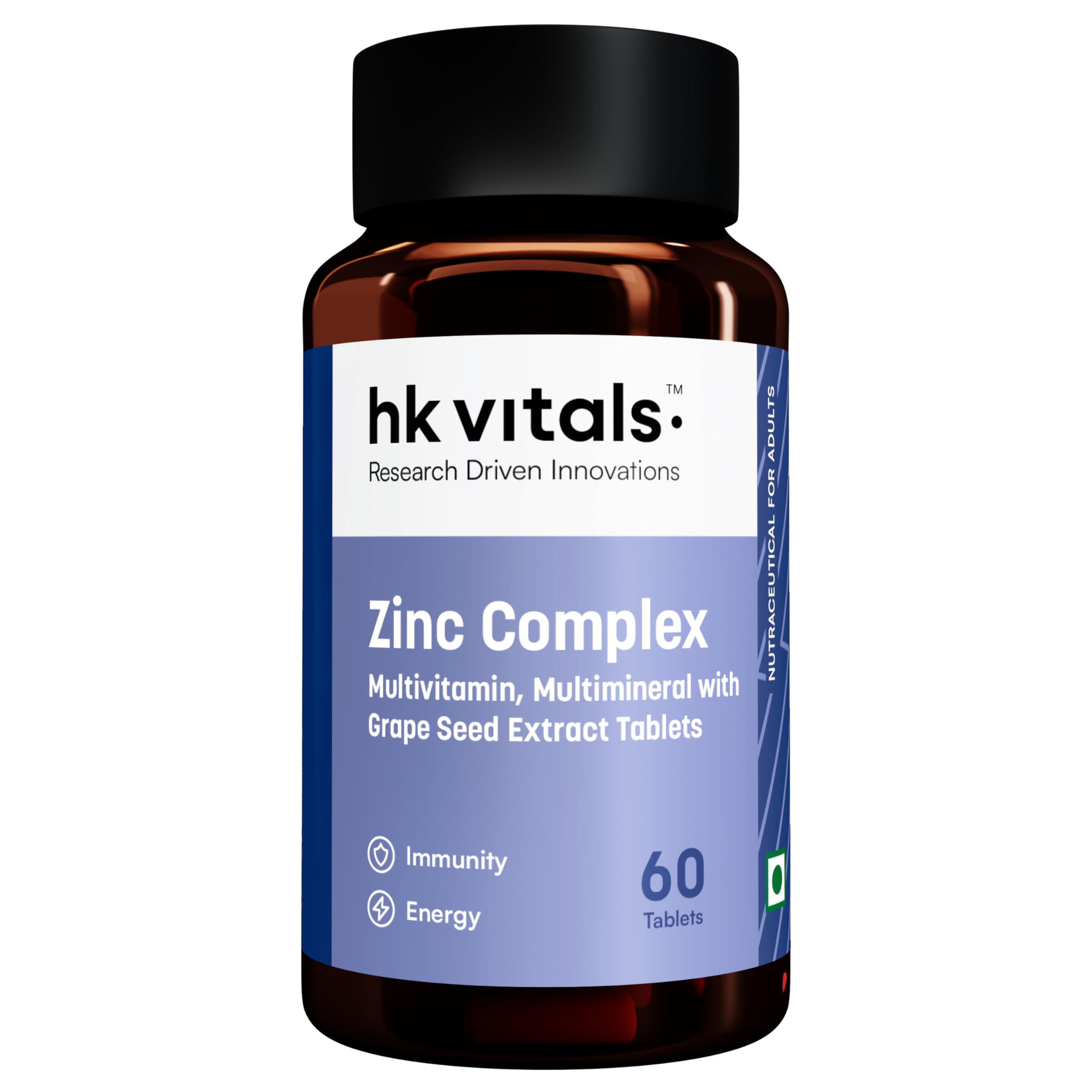 hk vitals Zinc Supplements (60 Tablets) | With Vitamin C, Vitamin D3, Multivitamin and Multimineral | Immunity Boosters For Adults