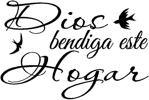 Yoursidecal - Calcomanías de pared españolas para Pared Dios Bendiga Este Hogar Love God Mensajes Textos Biblicos Peel and Stick Decorativos Citas