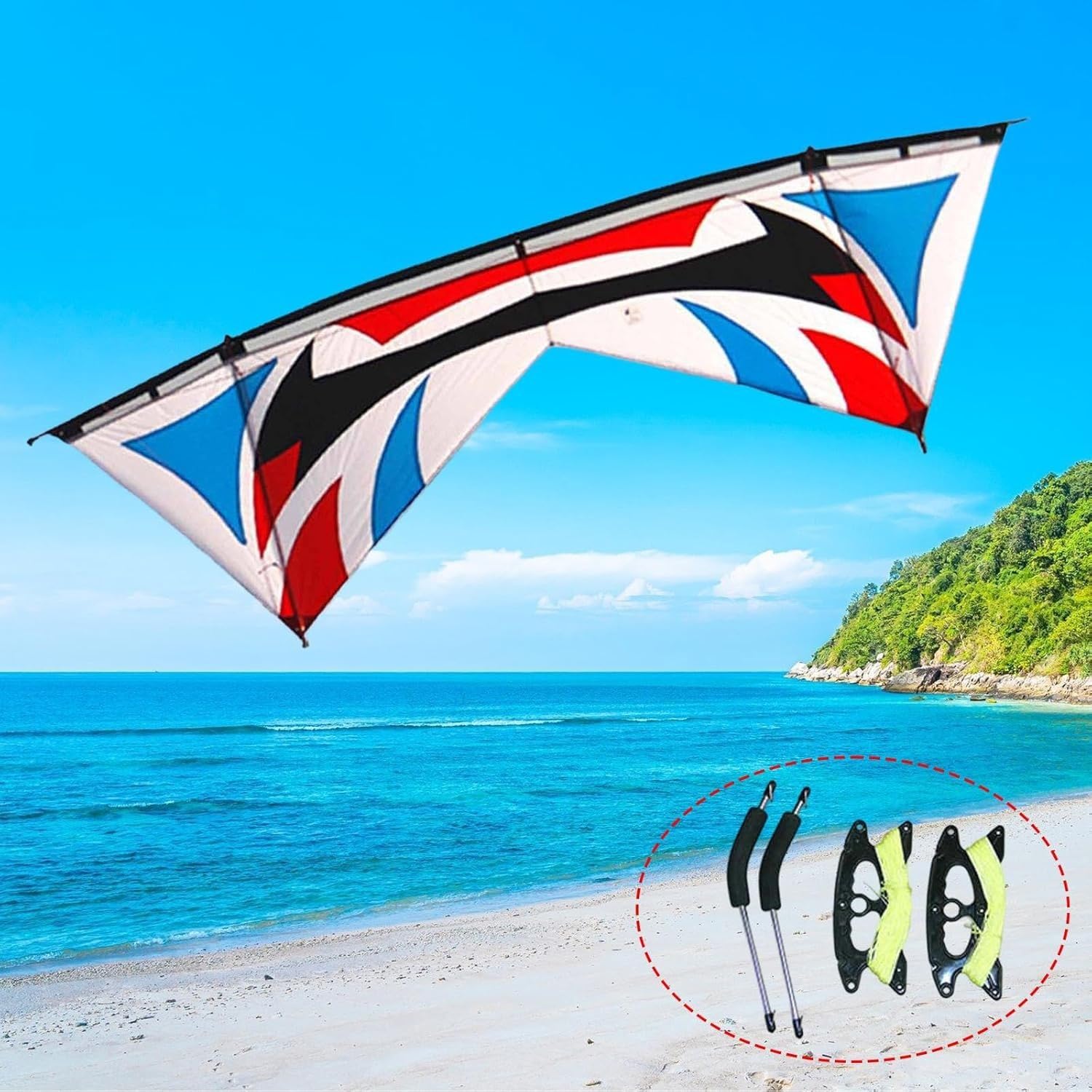 Cometa Acrobática De 4 Líneas para Adultos, Fácil De Volar, Grande, Resistente, Profesional, para Jardín, Actividades Al Aire Libre, Viajes, Fiesta En La Playa, Recuer B