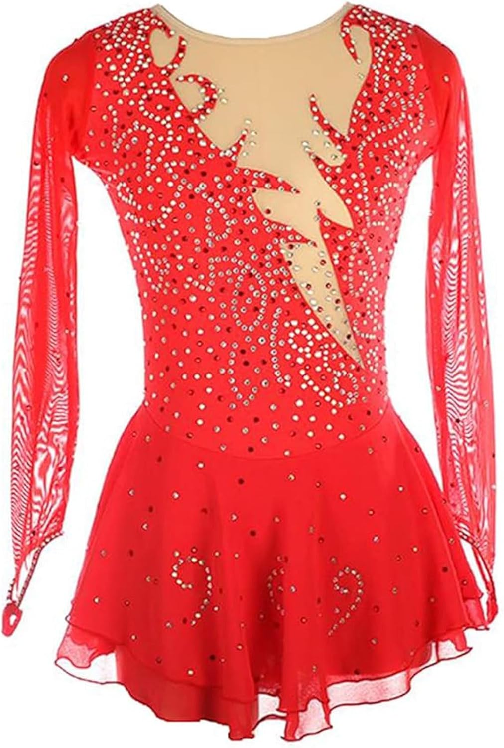 Girls' Ice Skating Dresses Handmade Figure Dancing Performance Clothing High Elasticity Roller Skating Costume