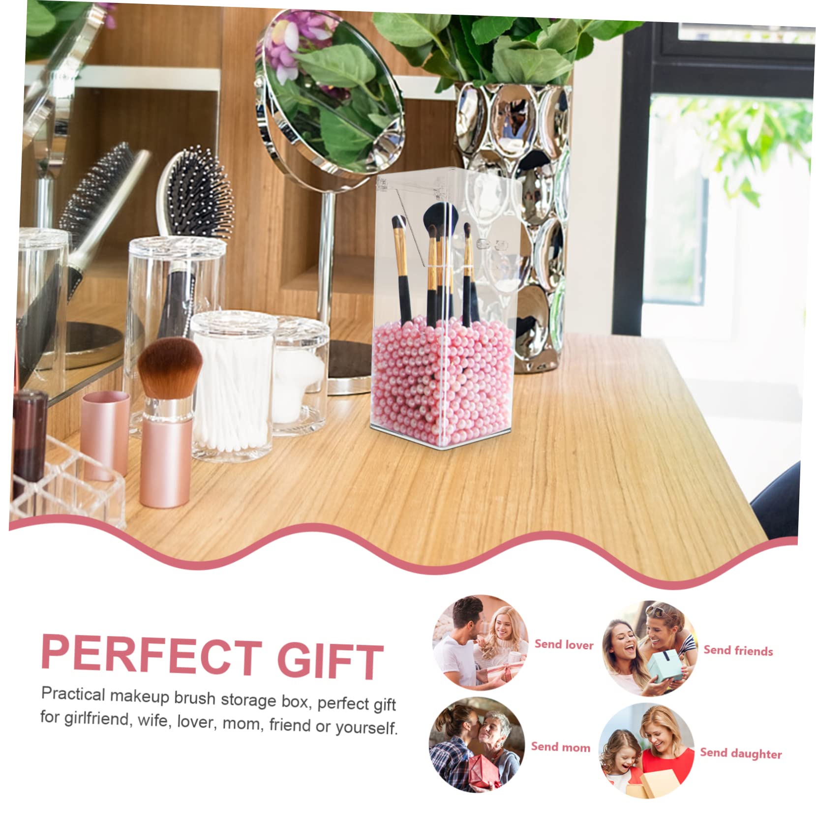 Baluue Cubo para Guardar Cosméticos de Transparente Caja para Guardar Maquillaje Contenedor para Brochas para Organizar Herramientas de Escritorio el Baño o Cuarto de Maquillaje
