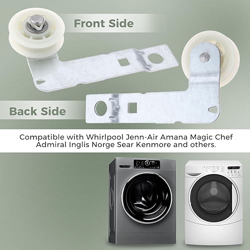 Miniatura 4 de W10837240 Polea tensora de secadora con soporte, compatible con Whirlpool, Kenmore, reemplazar 279640 W10118756 W10547290 PS11726337 3387372 3388674