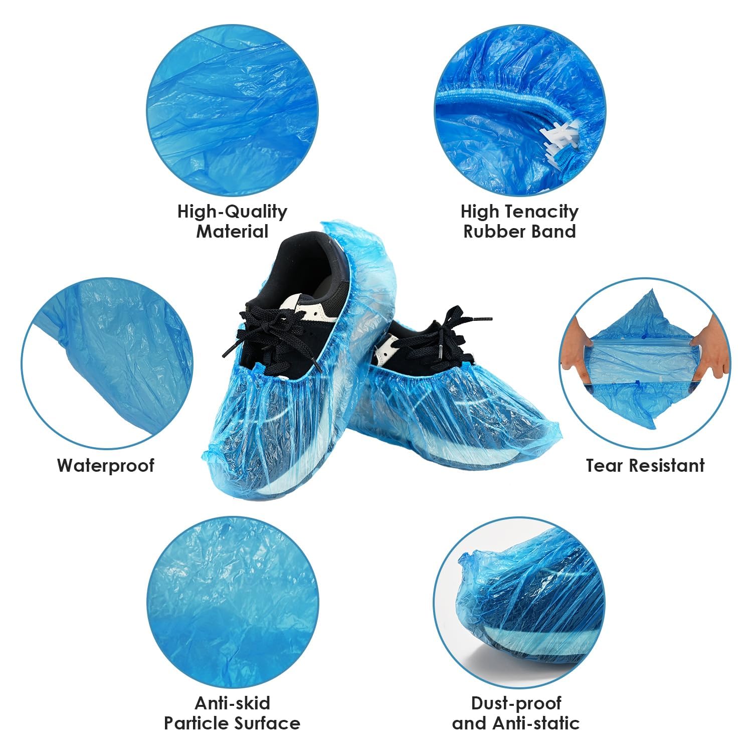 Copriscarpe Monouso in Plastica Blu Impermeabili 100 Pezzi Compatibili con Distributore Automatico
