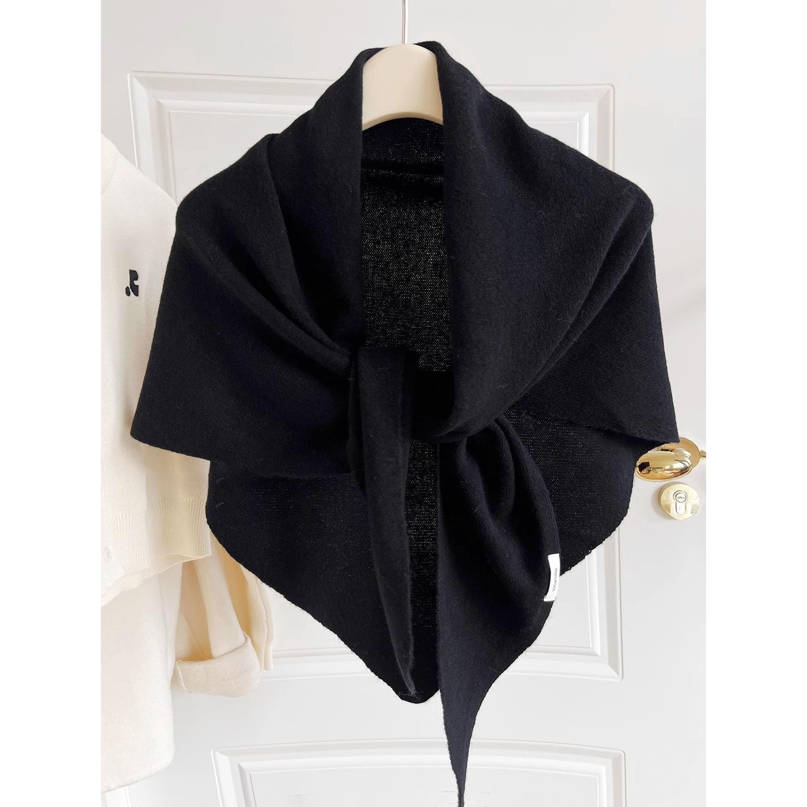 Bufanda cálida de invierno para mujer, de lana suave, triangular, de gran tamaño, cubierta fría, accesorio de moda, bufanda de protección cervical cálida