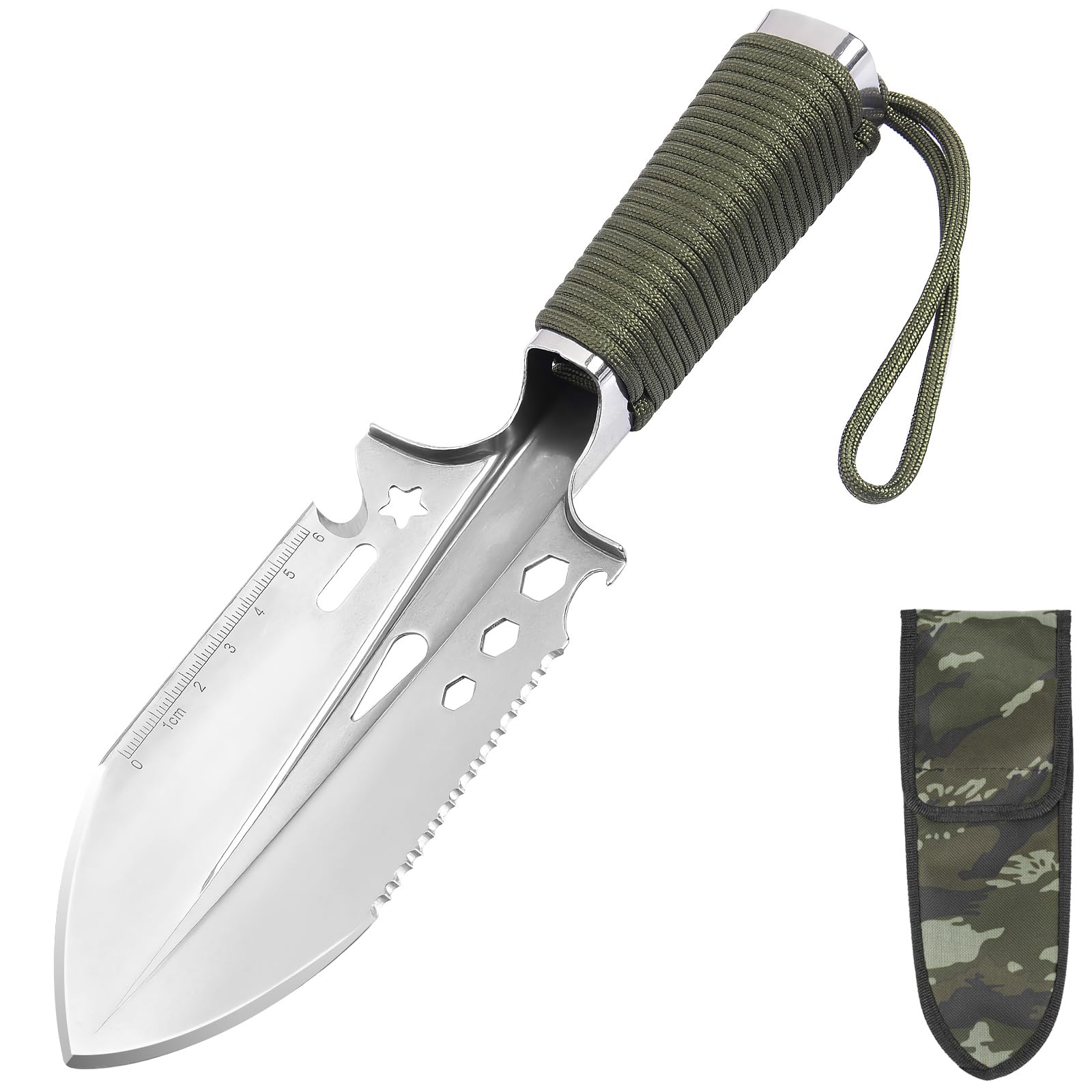 Sexyhot8 in 1 Multi-Camping Shovel, Mini Garden Shovel, Metal Portable Garden Shovel, Stainless Steel, Camping Gadgets for Outdoor Survival, Emergency, Rescue, Gifts for Men