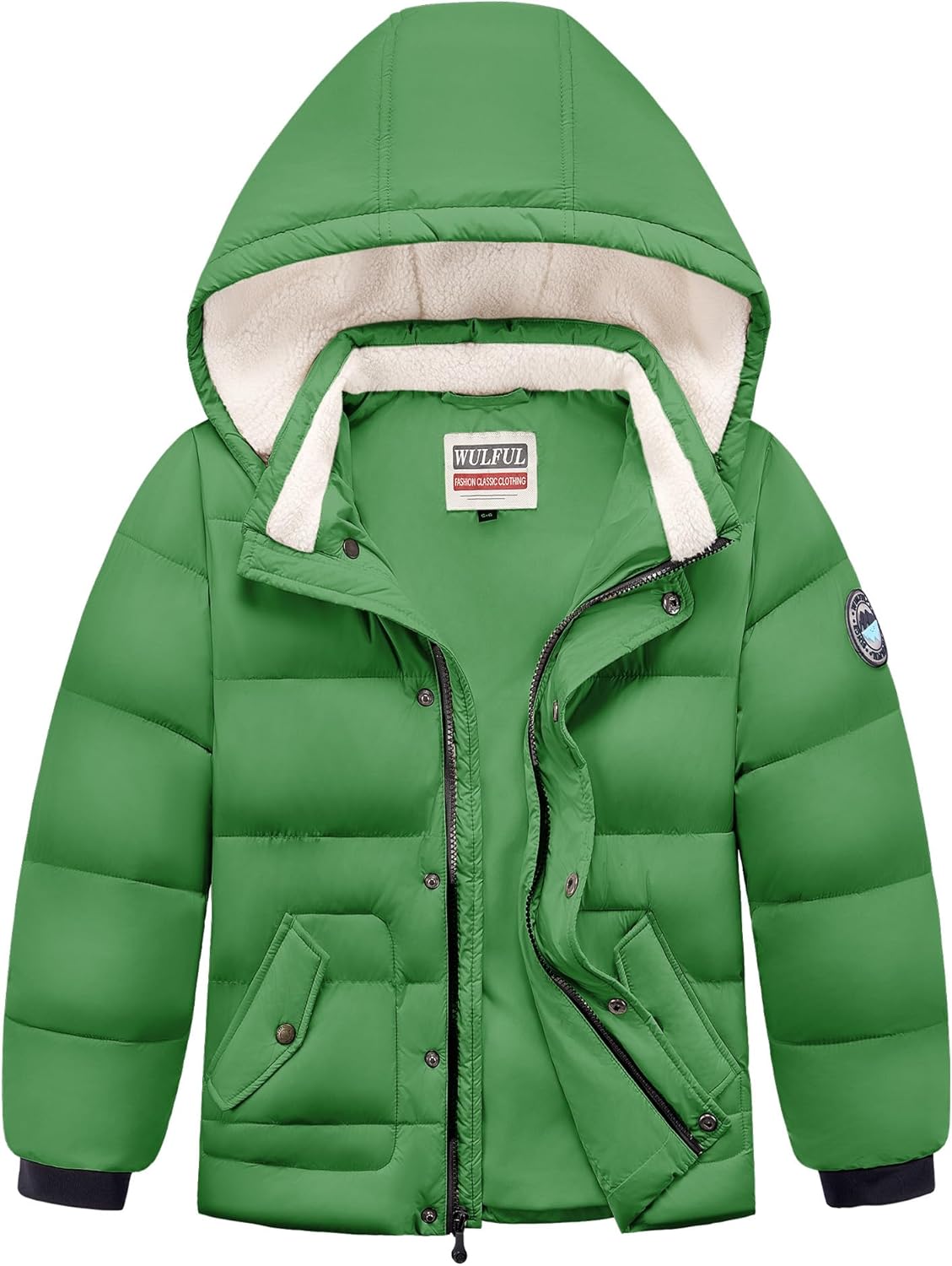 WULFUL Kids Boy's Winter Coat Detachable Hat Puffer Windbreaker Warm Cotton Jacket Parka Down Outdoor Coats