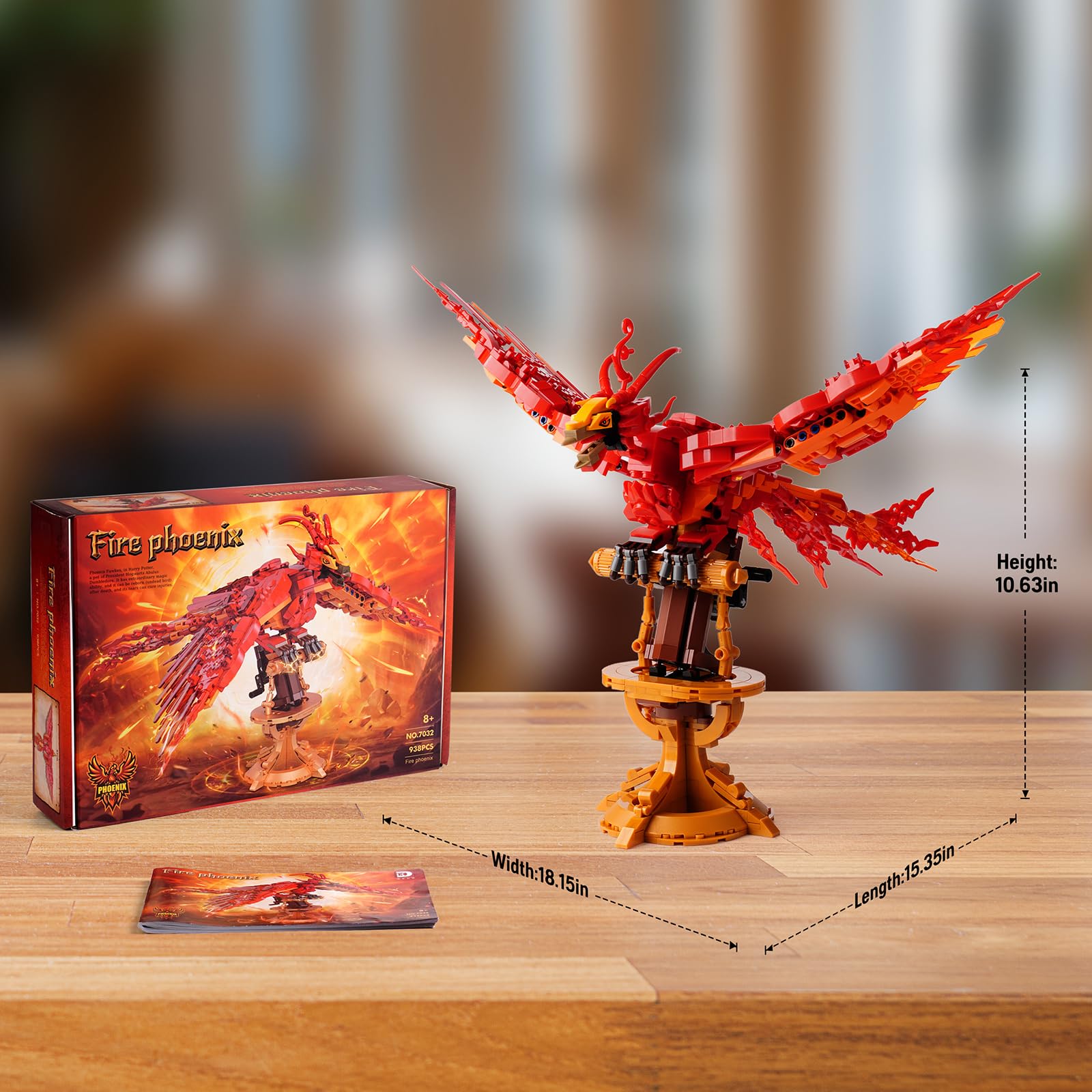 Moc Harry Fire Phoenix Building Set，Compatible with Lego STEM Magic Potter Phoenix Collection Model for Adults，Ideas Bird Toy Gift for Kids Boys and Girls Fans Ages 8+ 938 PCS