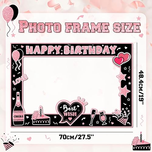 Miniatura 3 de Decoraciones de fiesta de cumpleaños de oro rosa - Accesorios y marco de cabina de feliz cumpleaños