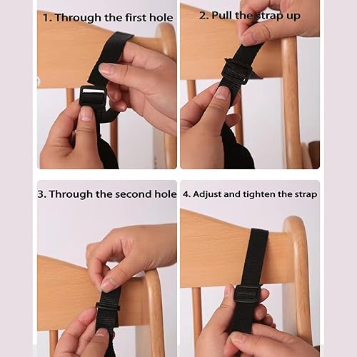 Miniatura 5 de Arnés universal de 5 puntos para niños, arnés de seguridad ajustable para silla alta y cochecito, arnés de cochecito, color negro