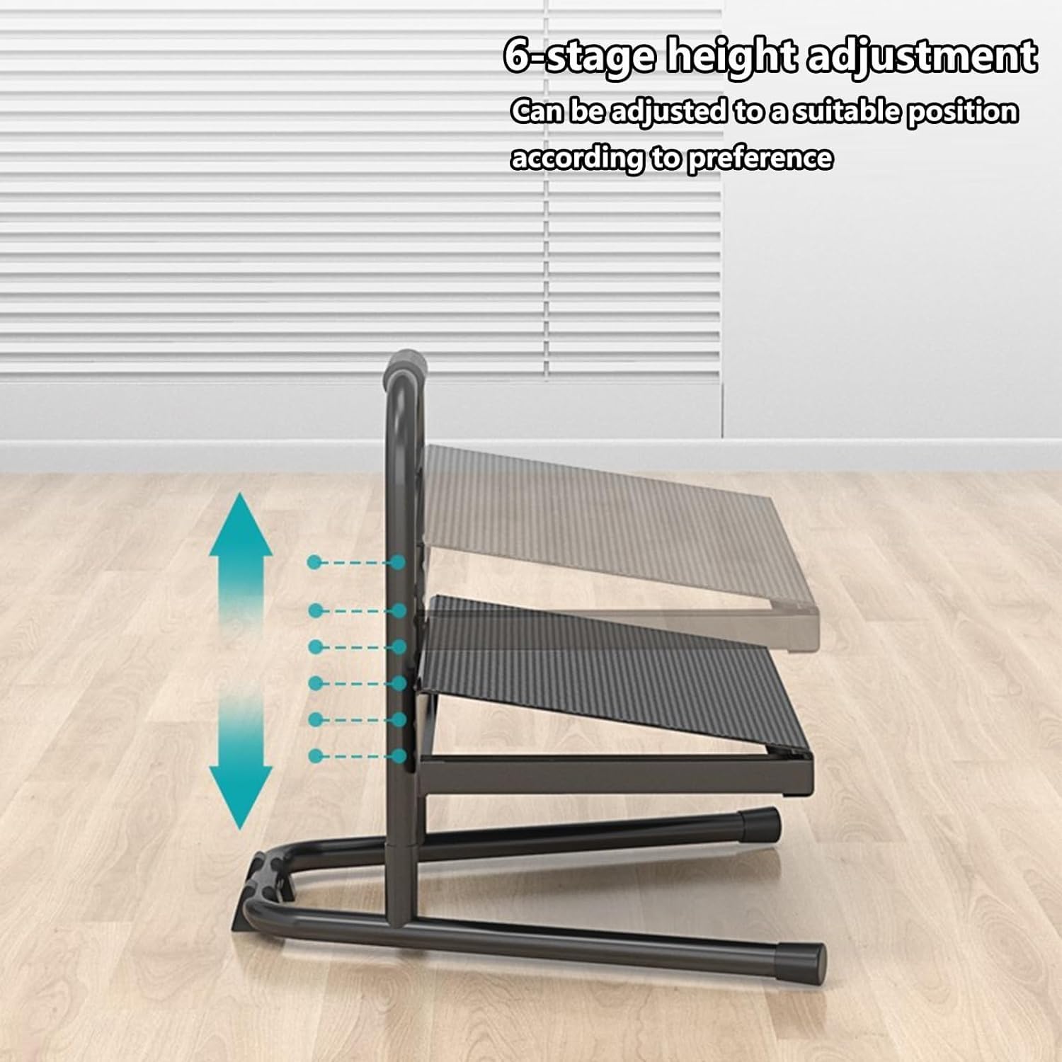 Reposapiés Debajo del Escritorio, Reposapiés De Altura Regulable, Reposapiés Ergonómico para Escritorios De Pie, con Asas Y Seis Ajustes De Altura
