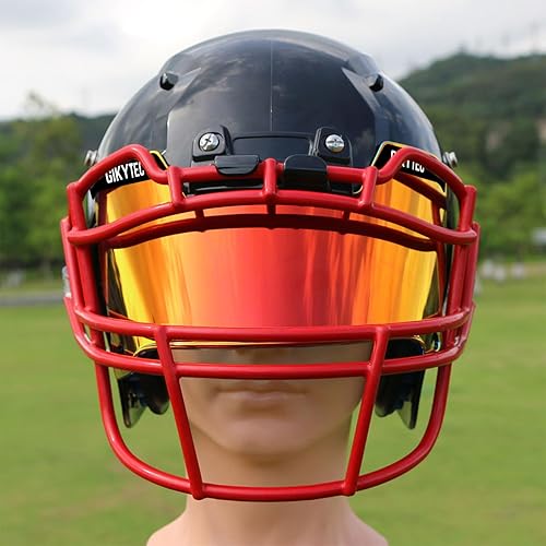 Miniatura 7 de GIKYTEC Visera de fútbol para casco de fútbol, resistente a los arañazos, bloqueo UV, visera de protección facial para jóvenes y adultos