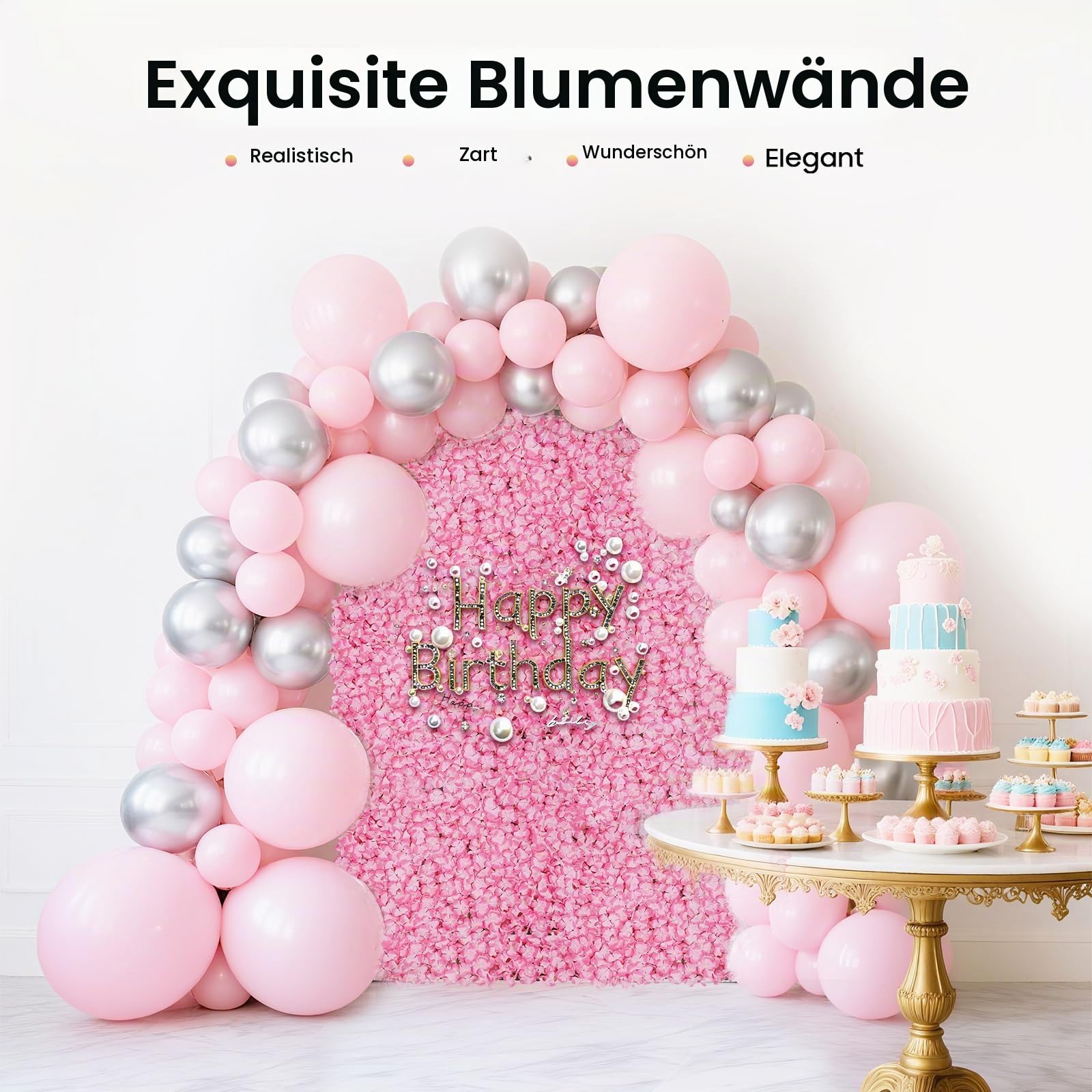 Kunstblumen Wandpaneele Blumenwand 60 * 40Cm, Seide Künstliche Blume Rosen Wand Paneel DIY Hintergrund für Hochzeit Party (20, Rosa)