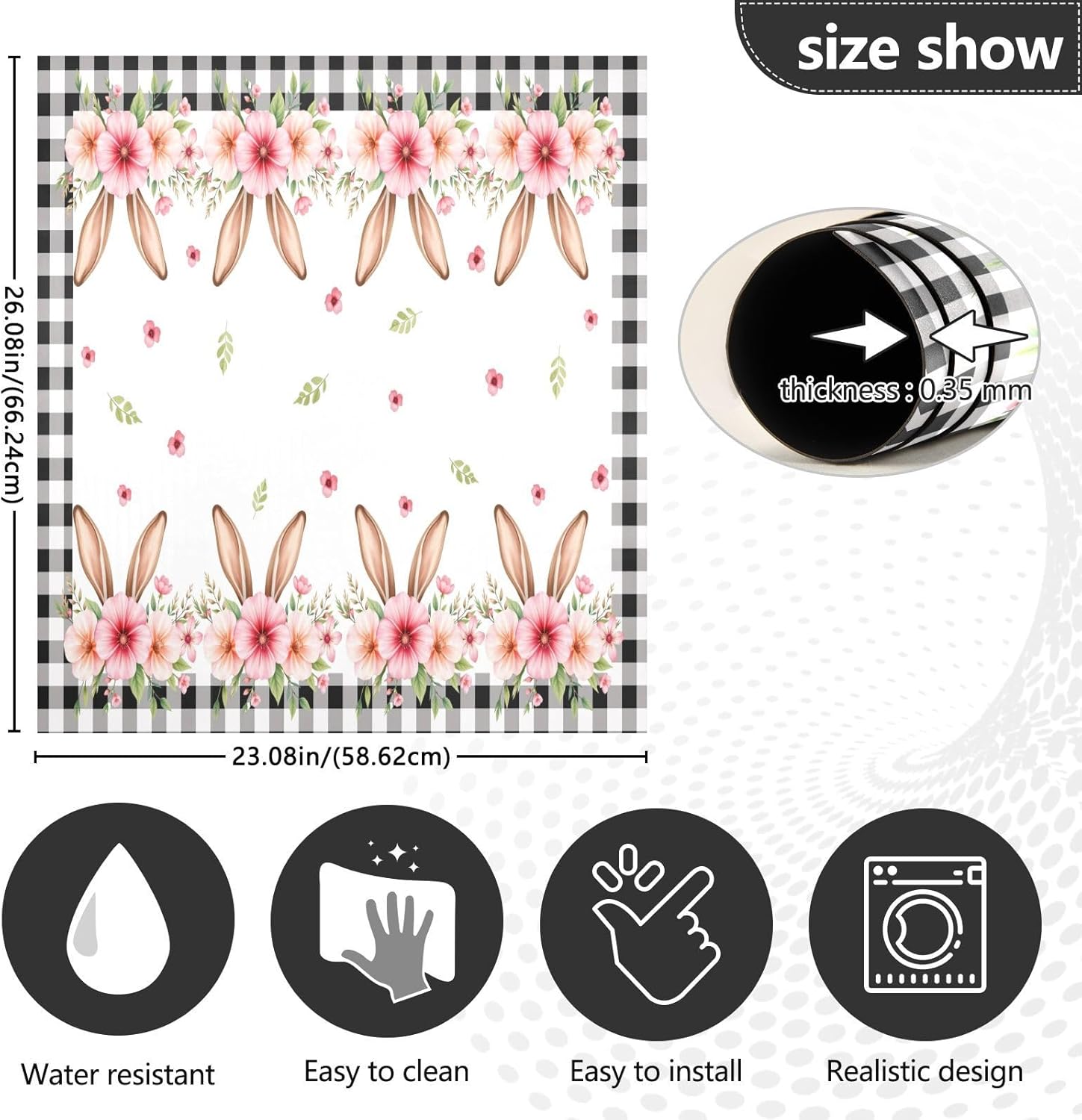 Dishwasher Magnet Cover Large Magnetic Stickers Easter Bunny Ears Flower Front Dishwasher Cover Reusable Decal for Home Kitchen Refrigerator Decorative Lid Washing Machine Laundry