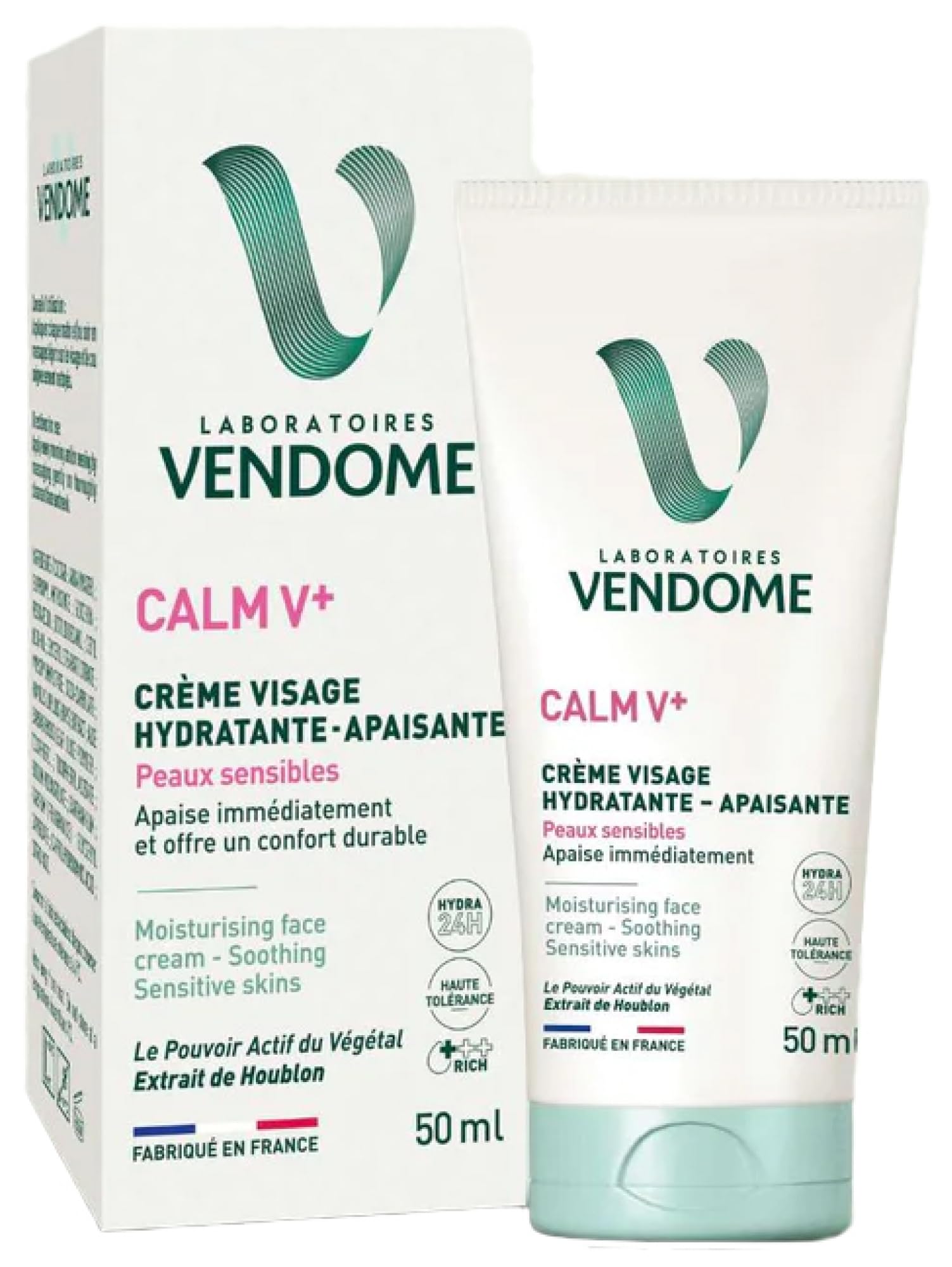 Crème Visage Hydratante Calm V+ - Apaisante pour Peaux Sensibles - 50ml