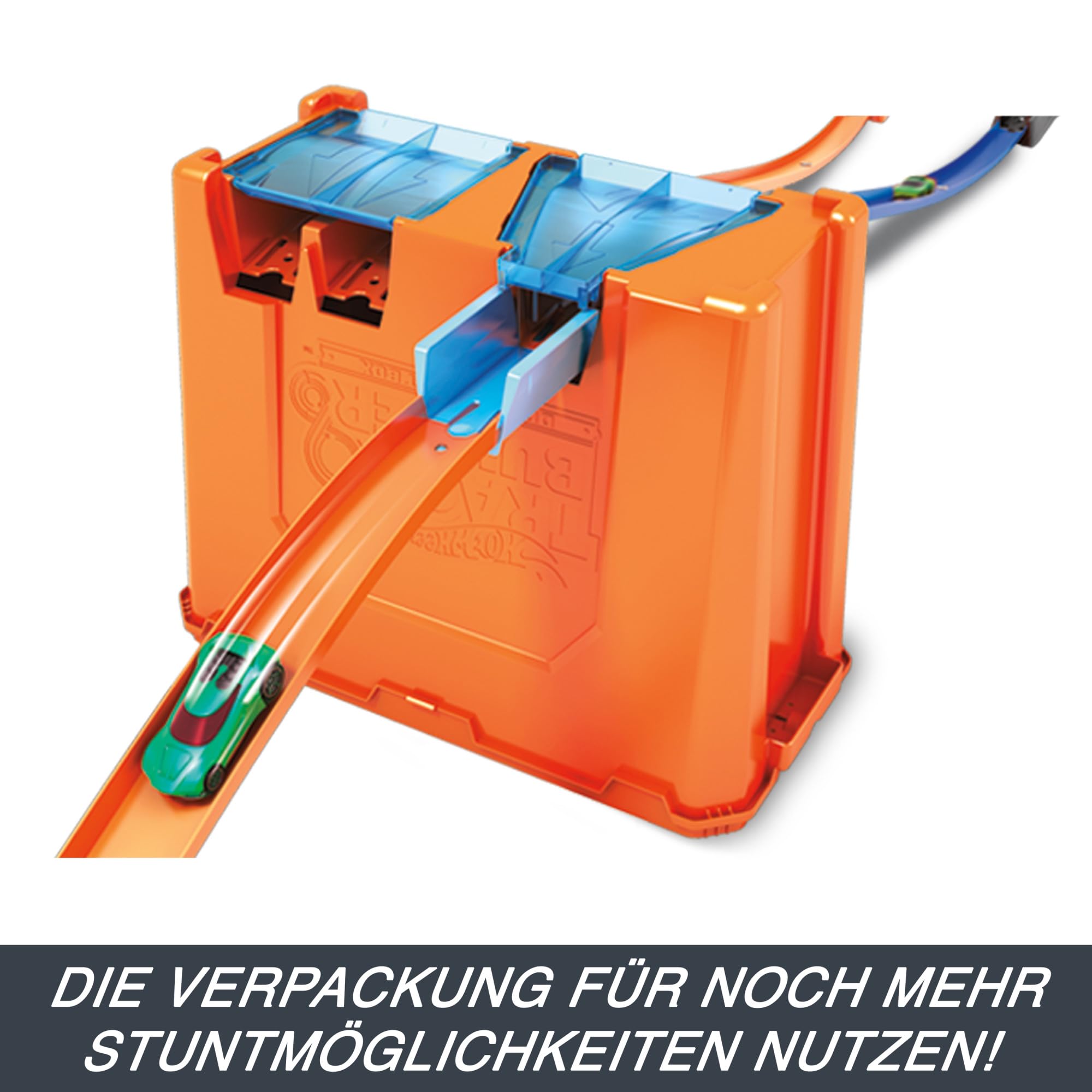 Hot Wheels Bahn Track Builder Autorennbahn Bauset inkl. 2 Spielzeugautos Spurwechsler steile Kurven Crashzone ab 4 Jahre GGP93