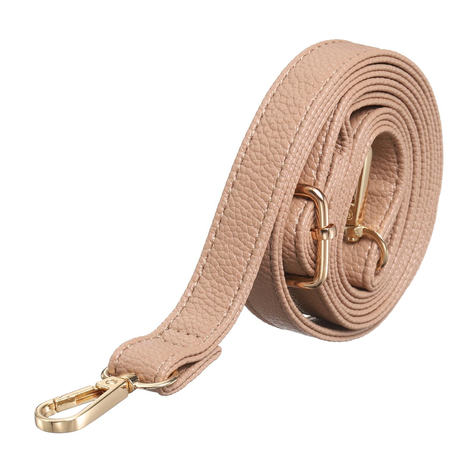 TIXIPEM 1Pcs Adjustable Leather Purse Straps 51.2in, Brown & Gold