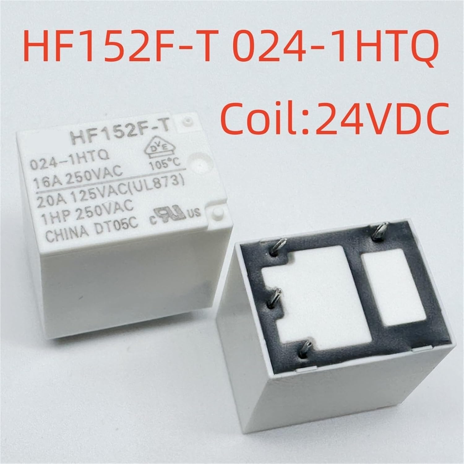 1pcs HF152F-T 012-1HT ; 024-1HTQ ; 024-1HT(104)(555) ; 012-1HSTQ (22FA-12V/24V-16A) Relay 4pins(HF152F-T 024-1HTQ)