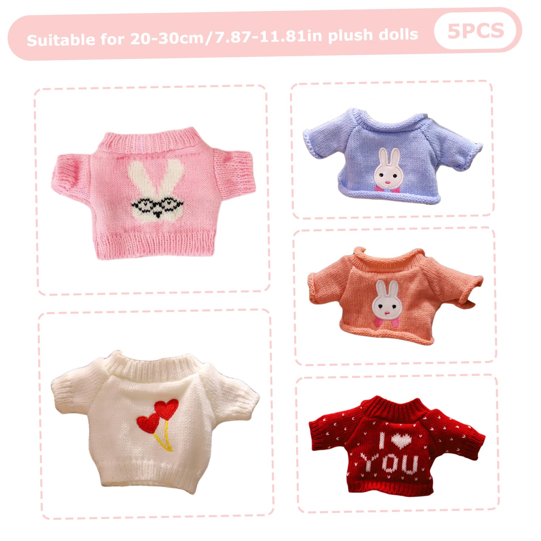 5 Piezas de Ropa de Oso de Peluche, suéter de Oso, Ropa de Peluche Apta para Osos de de 8 a 12 Pulgadas, Lindo Animal de para Juguete de Vestir DIY