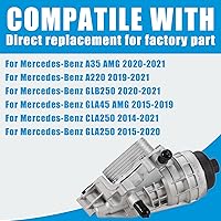 Vista 2 de Carcasa de filtro de enfriador de aceite del motor plateada Compatible con Mercedes-Benz A35 AMG 2020-2021, A220 2019-2021, GLB250 2020-2021, GLA45