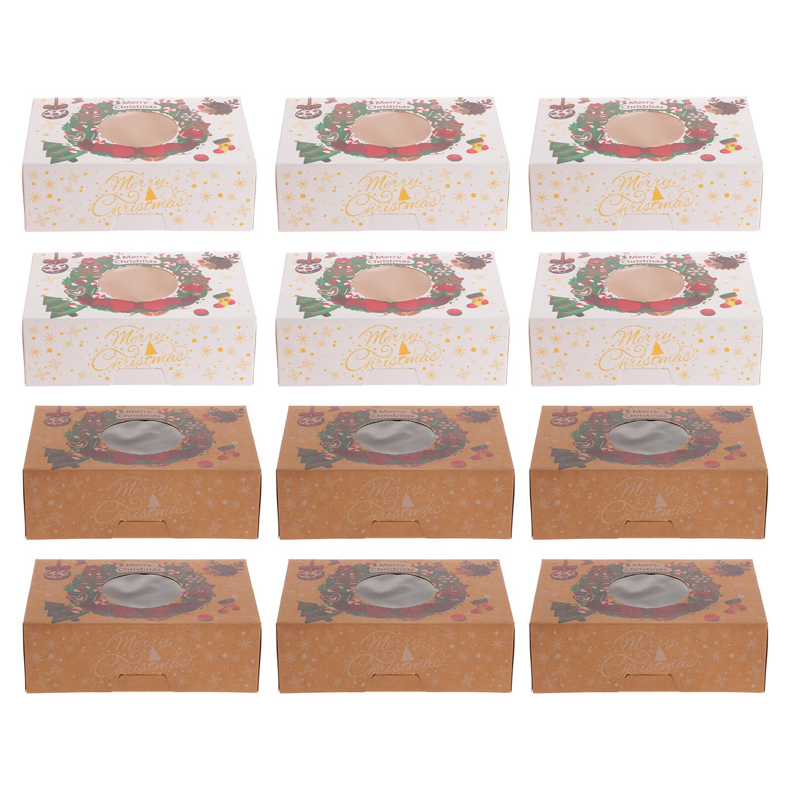 GLEAVI 12pezzi Scatole per Torte Natalizie Scatole per Dessert per Biscotti Natalizi Contenitori per Alimenti per Prodotti da Forno Organizer per Dolci Natalizi