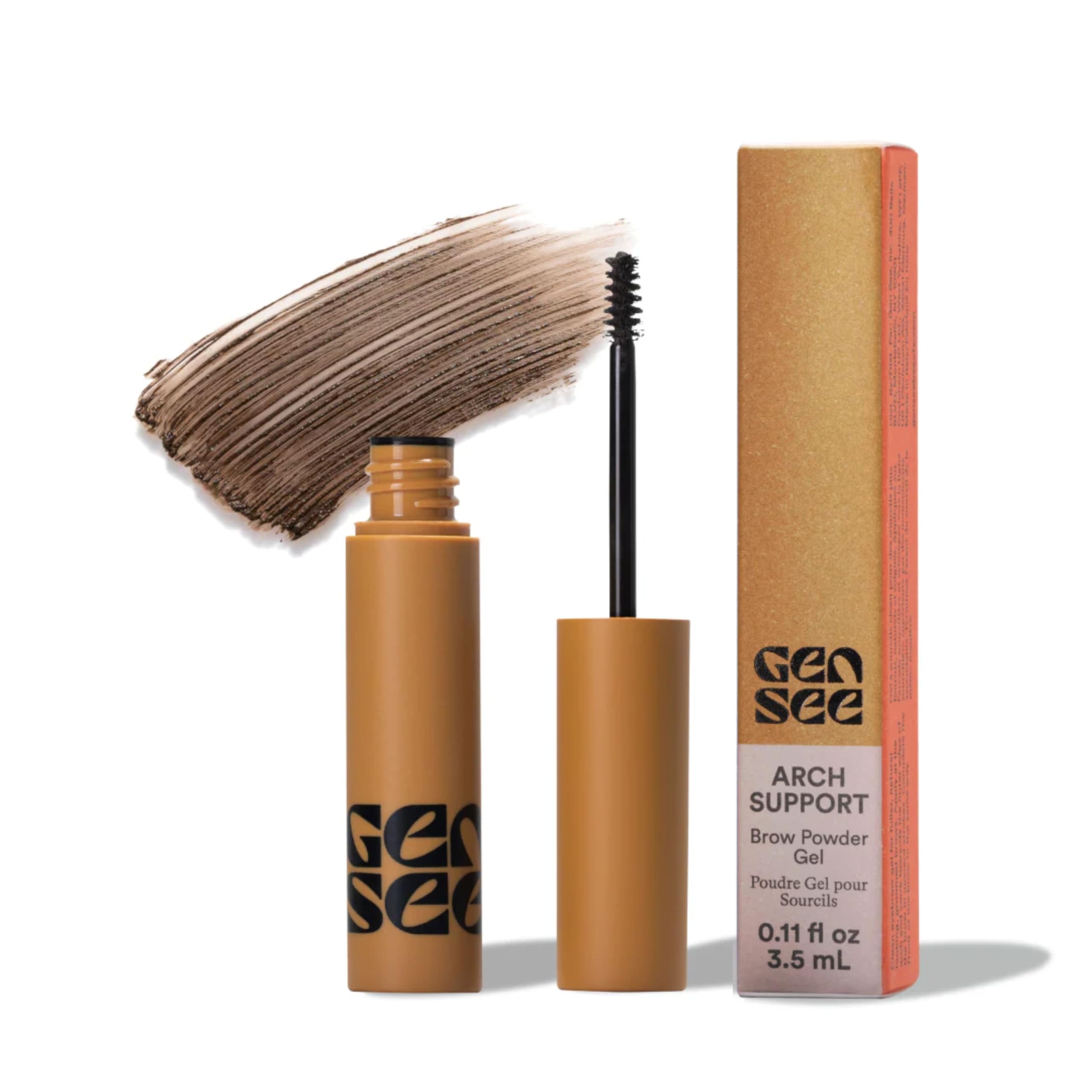 Gen See Arch Support Brow Powder Gel, Medium Brown Dual Eyebrow Tint & Hold