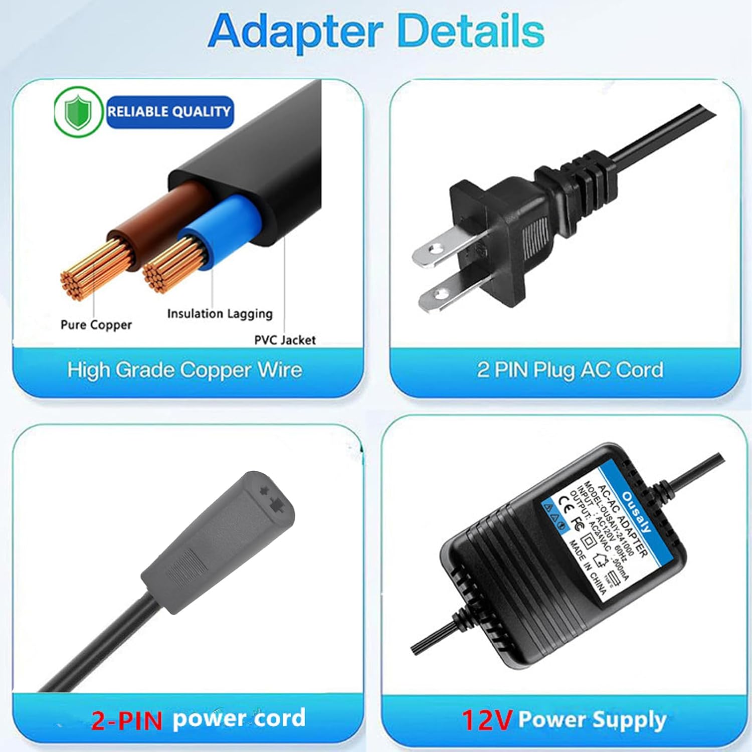 12VAC 2-Prong AC Power Adapter for IKEA Modul APC481848 ABN481803 AEN 542231 AEN542231,for IKEA Light Lamp Finecom AD-1200850AU-1 YD-10C 12VAC 834mA 850mA Transformer Power Supply Charger