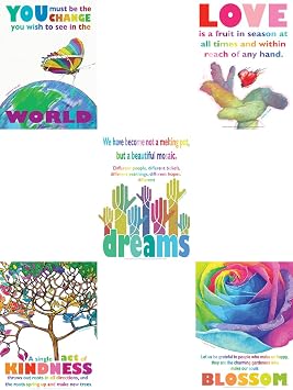 Shades of Inspiration - Educational Laminated Poster Series of 5 Featuring Quotes by Mother Teresa, Maral Proust, Amelia Earhart, Jimmy Carter and Mahatma Gandhi