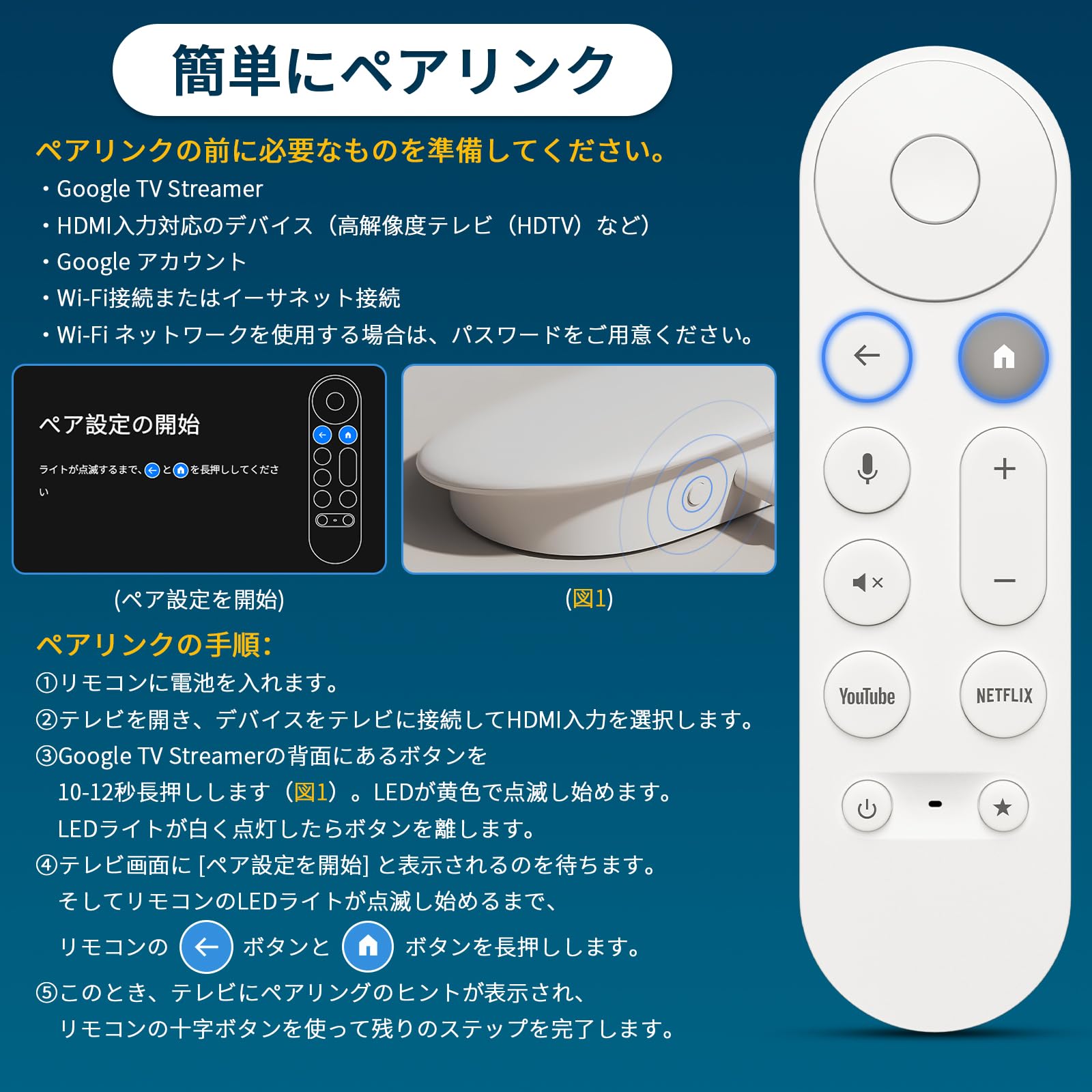 Amazon.co.jp: For Google TV Streamer リモコン グーグルテレビ