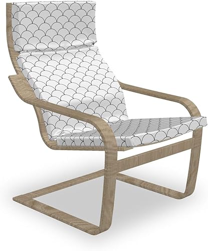 Ambesonne Geometric Armchair Pad and Slipcover, Circles Rounds Waves Like Image with Oriental Edges Modern Sketchy Print, 1 Piece Soft Cushion