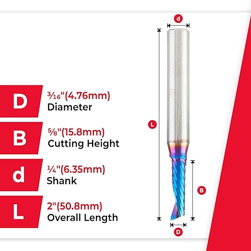 Miniatura 34 de Amana Tool Spektra 51446-K, 51446-K, 1/8 D x 3/4 CH x 1/4 SHK x 2-1/2 pulgadas de largo, acabado de espejo