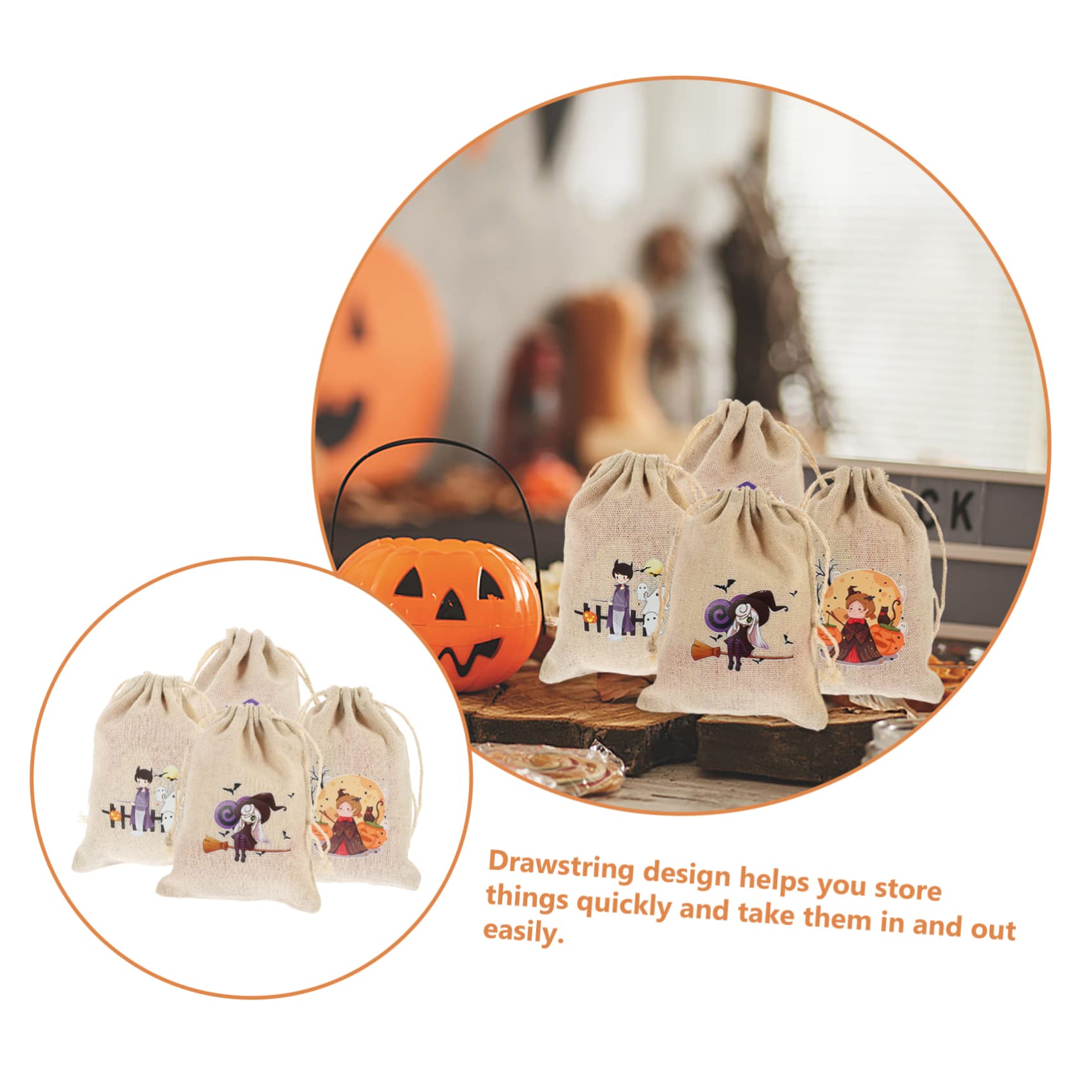 ULTECHNOVO 160stücke Halloween Geschenktüten Aus Baumwolle Stabile Zugbeutel Sammeltaschen Für Süßigkeiten Und Deko Für Halloween-feiern Und Ganzjährig Nutzbar