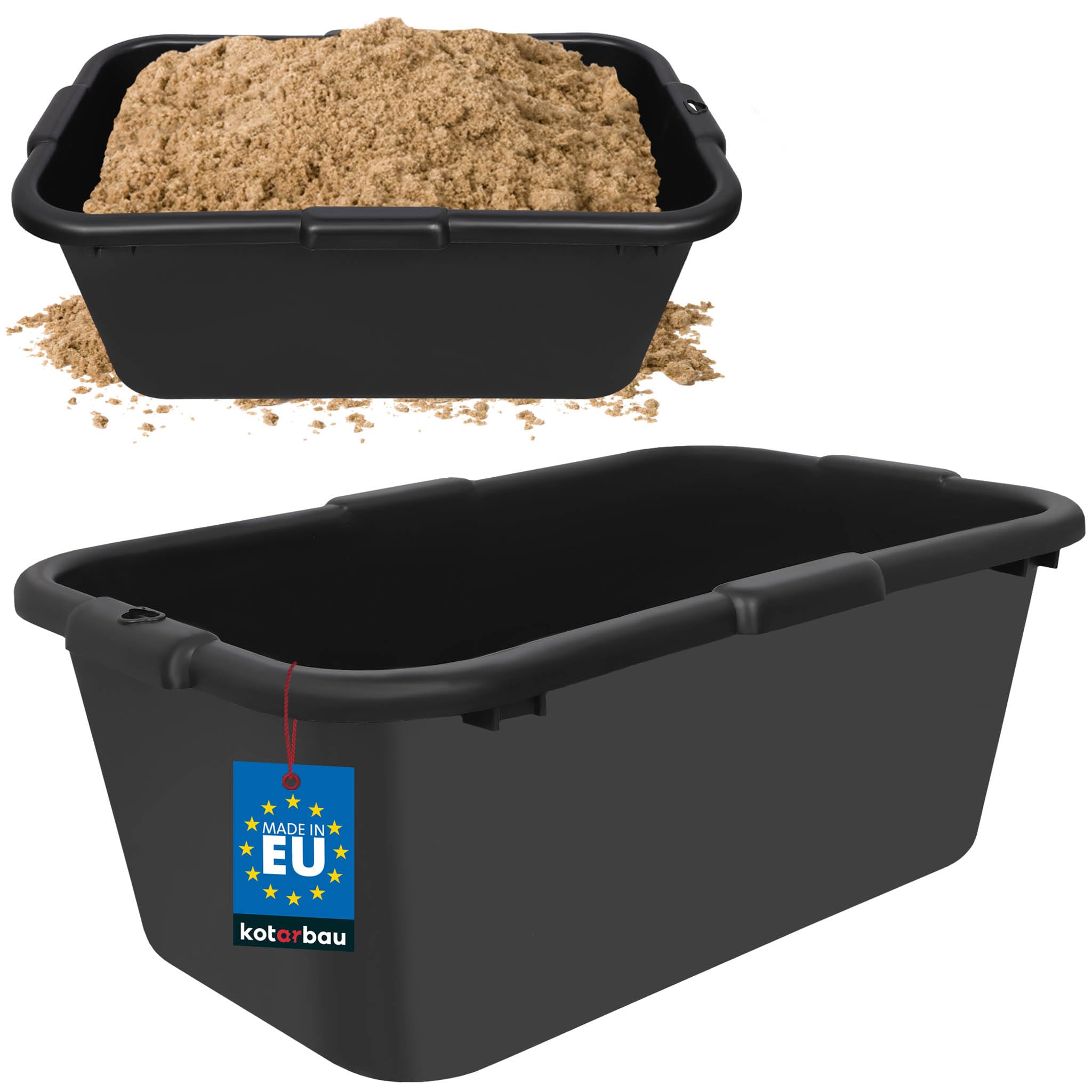 KOTARBAU® Bac à mortier rectangulaire en plastique noir - 85 l - 60 x 40 x 30 cm