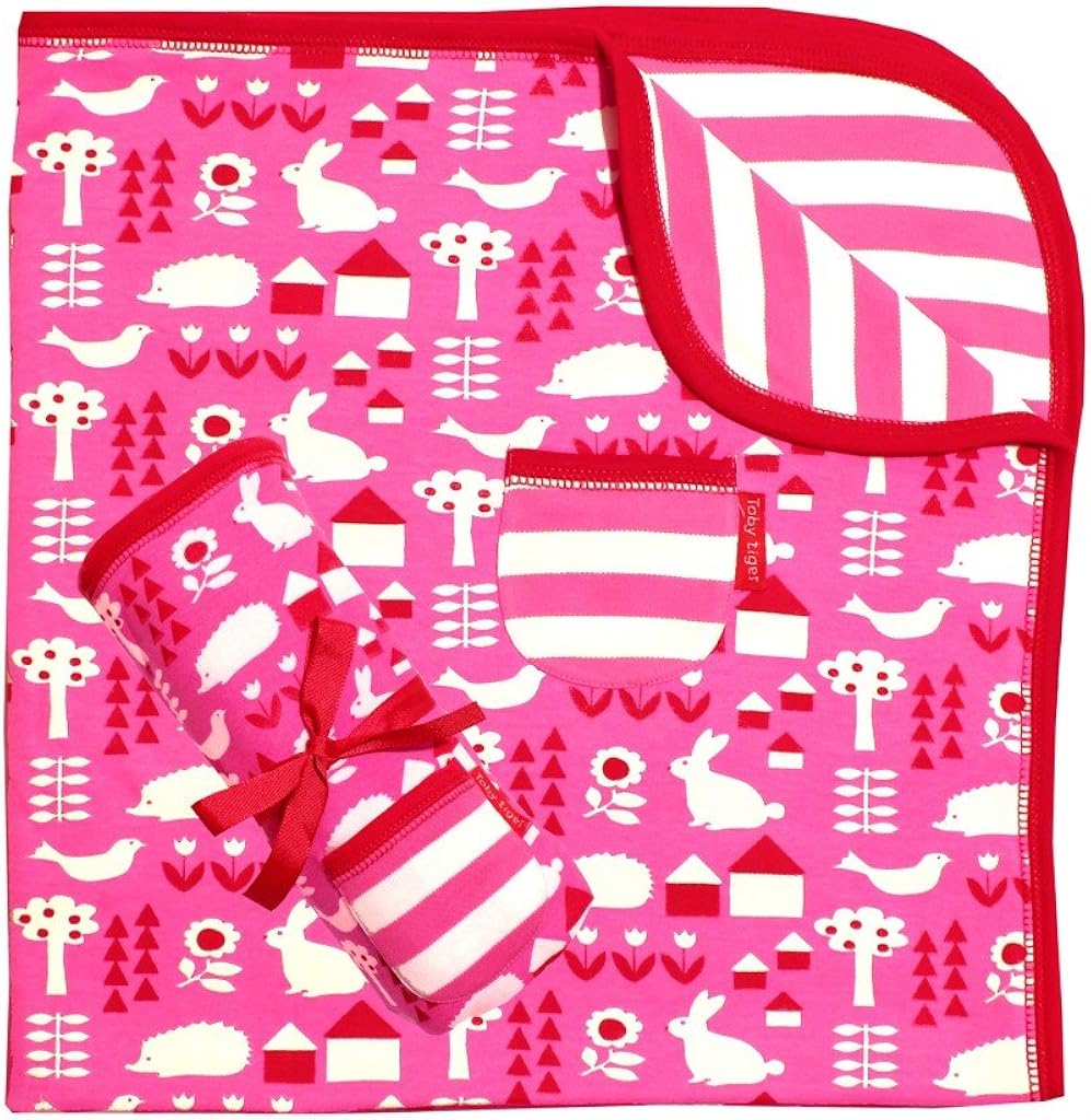 Toby Tiger Blanket Organic Cotton Pink Garden Print Blanket/Shawl Pink