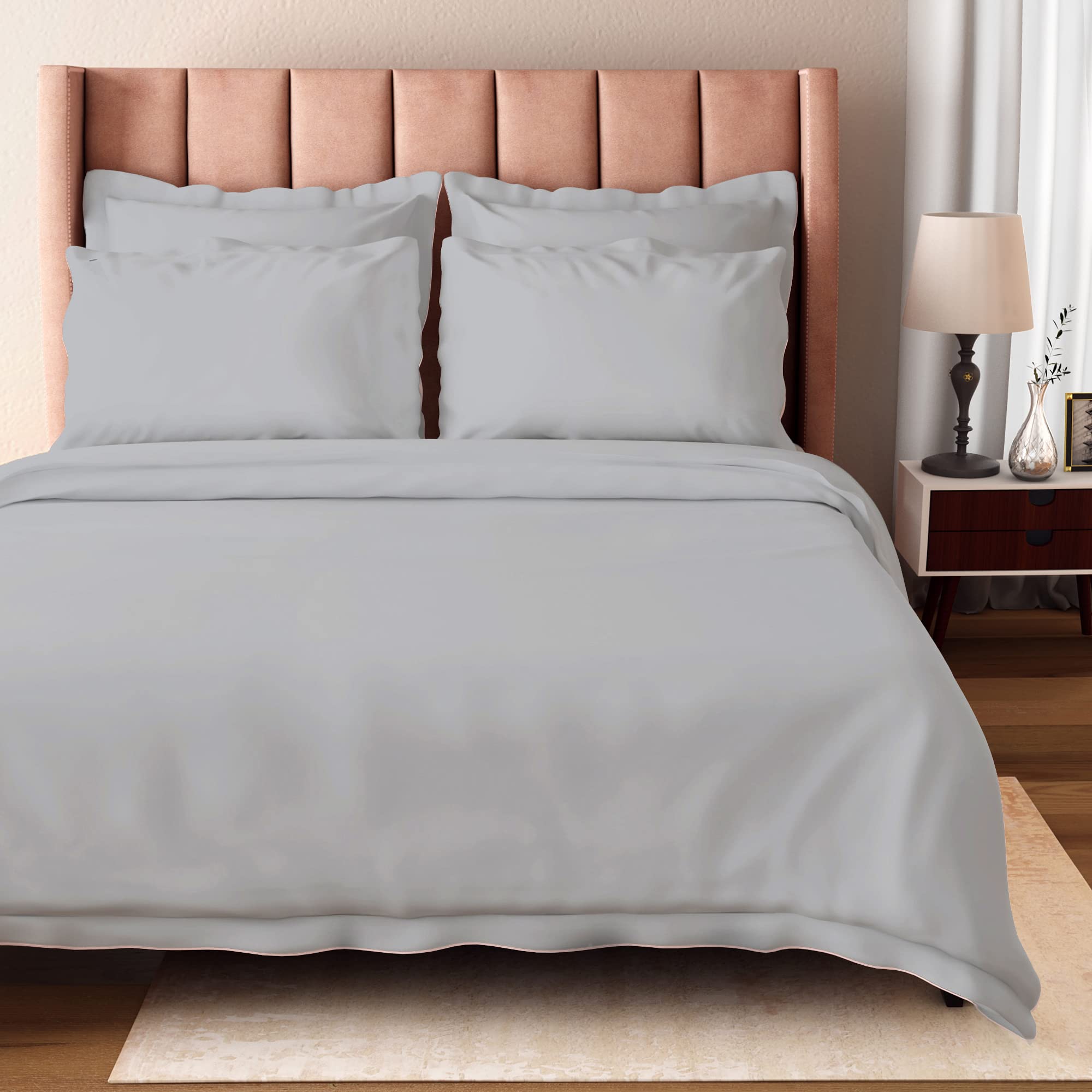 BIOWEAVES 100% Organic Cotton Full/Queen Duvet Cover Set, 3-Piece, 300 Thread Count Sateen Weave GOTS Certified Comforter Cover with Buttoned Closure and 2 Pillow Shams –Shore, 90x90 inches