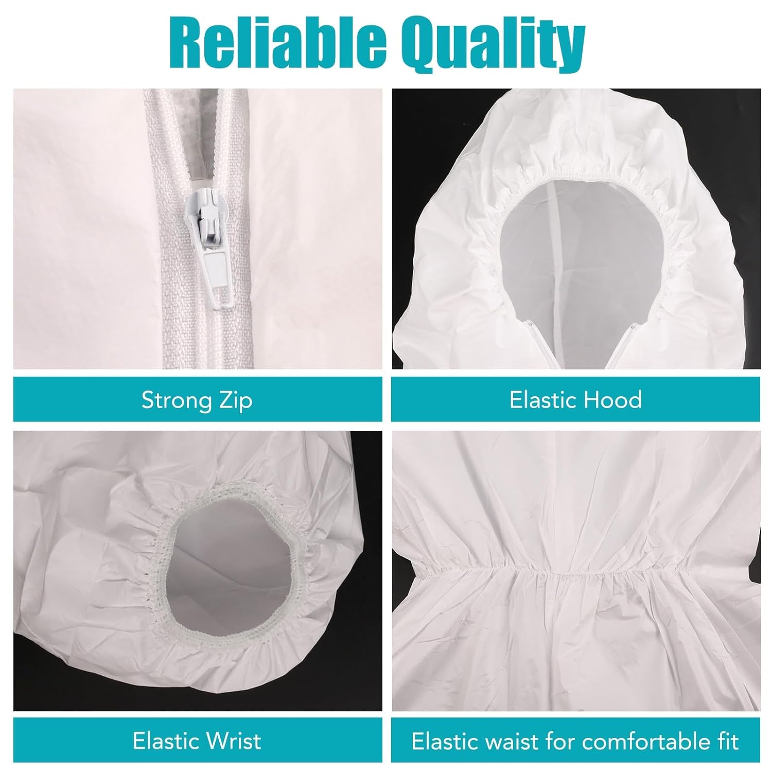 Hazmat Suits 25PACK Disposable Protective Coveralls, Heavy Duty Full Body Painters Suit for Men & Women with Elastic Wrists, Ankles and Hood- Breathable & Waterproof-Medium