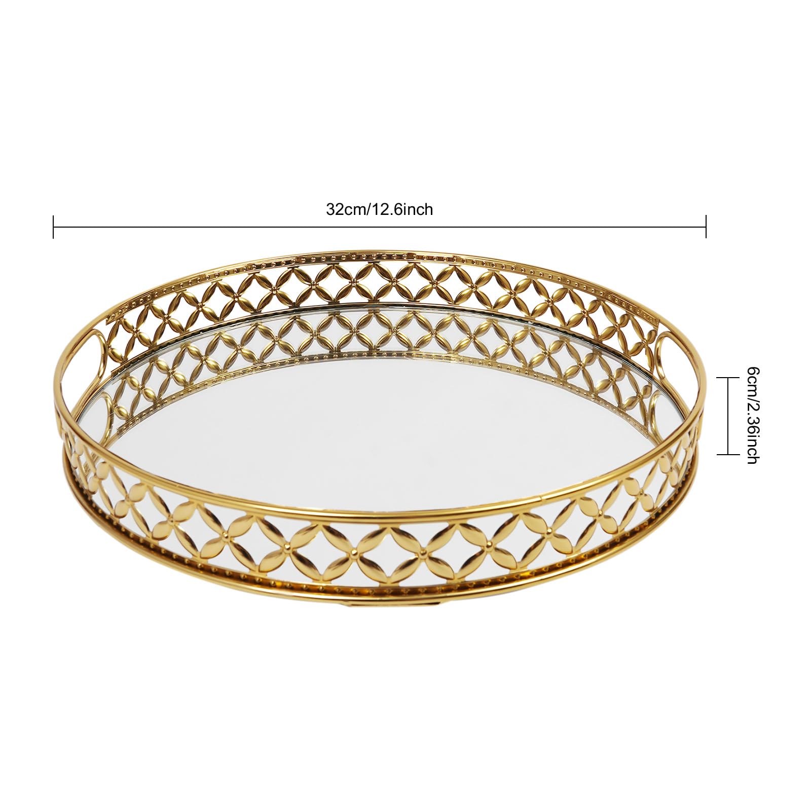Taca okrągła taca lustrzana złota dekoracyjna taca kosmetyczna organizer na biżuterię taca 32 cm