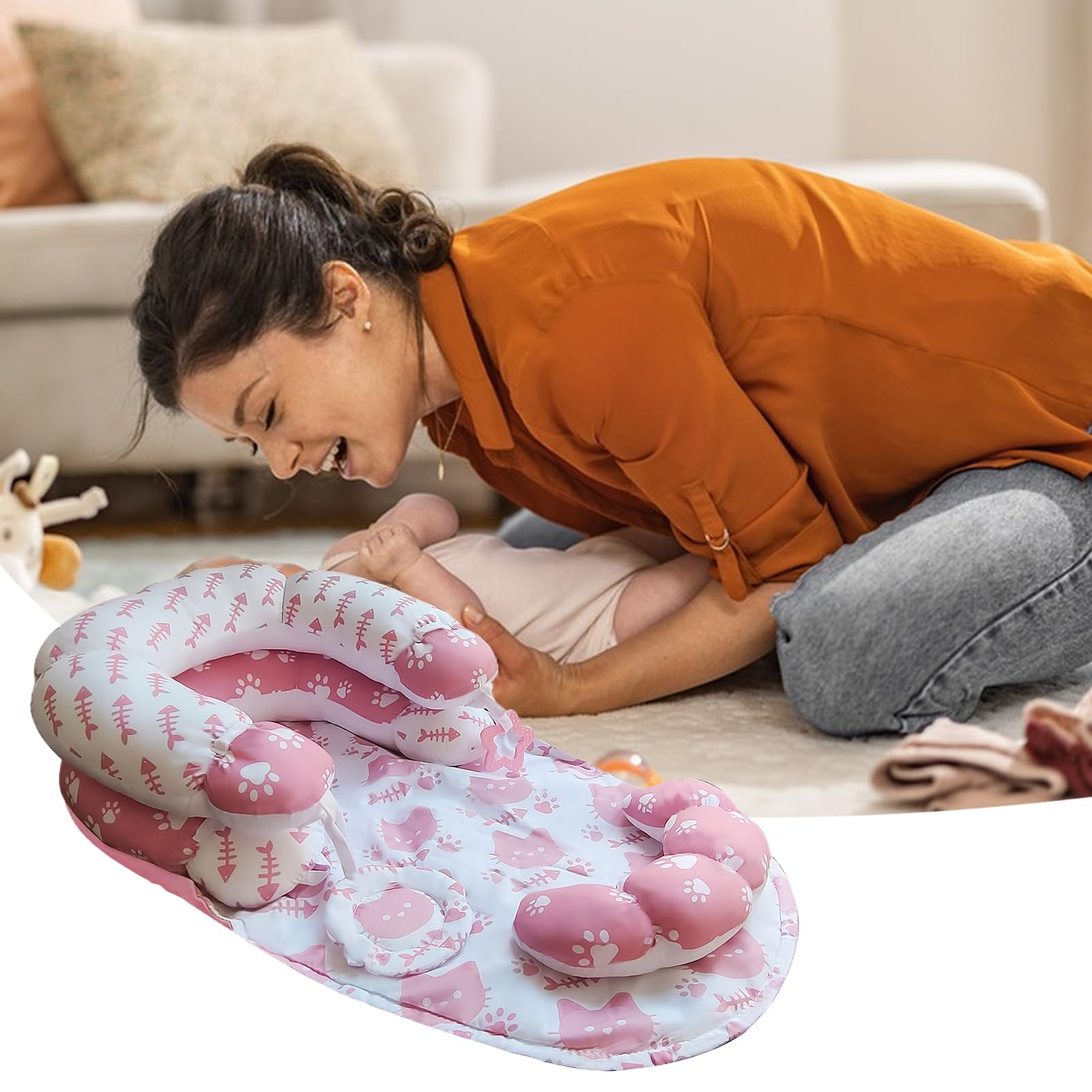 Alfombra De Juego Infantil Tummy Time Con Almohada Juego de Aprendizaje