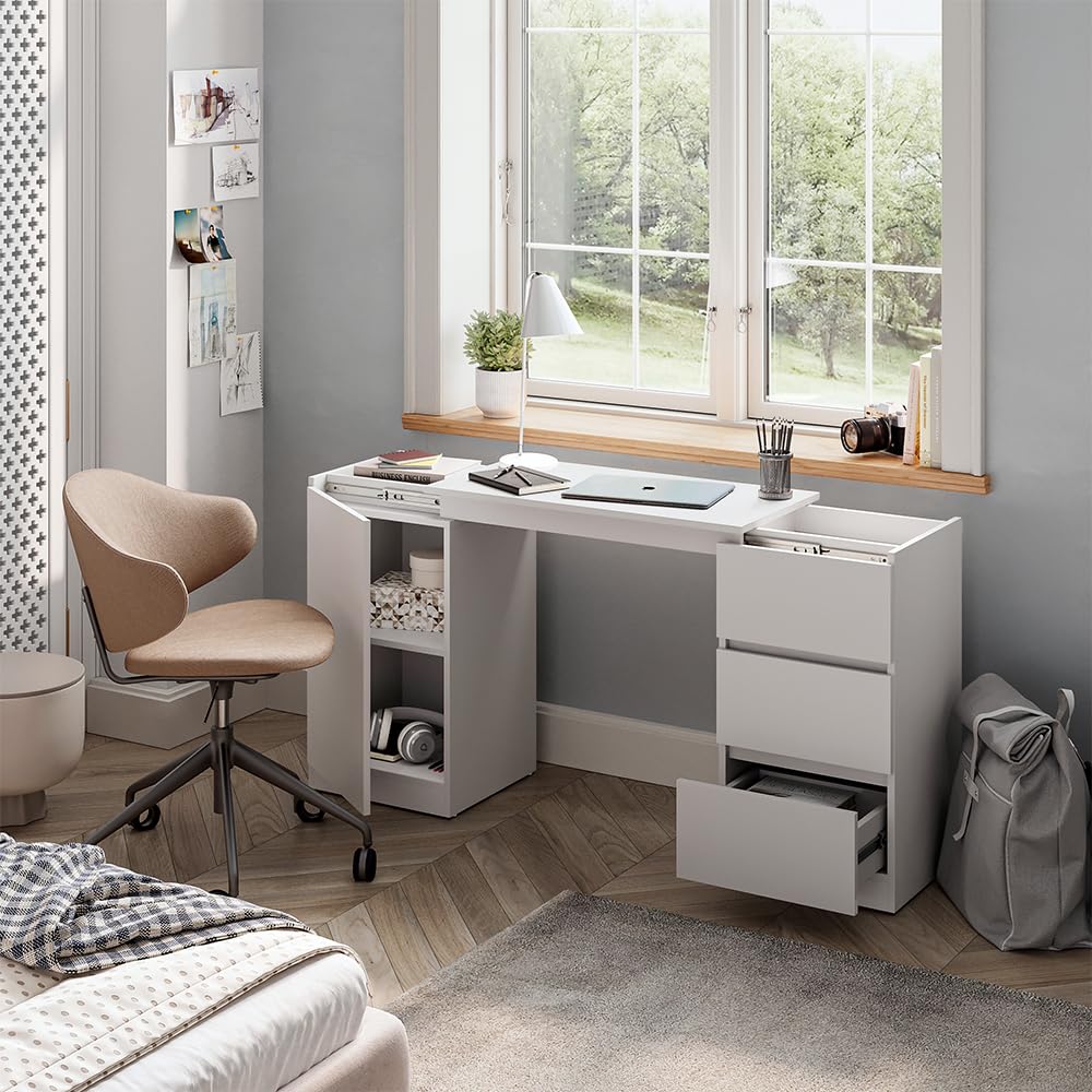 Vicco Cómoda con función Escritorio Varino, Blanco, 80 x 75.5 cm | extensible