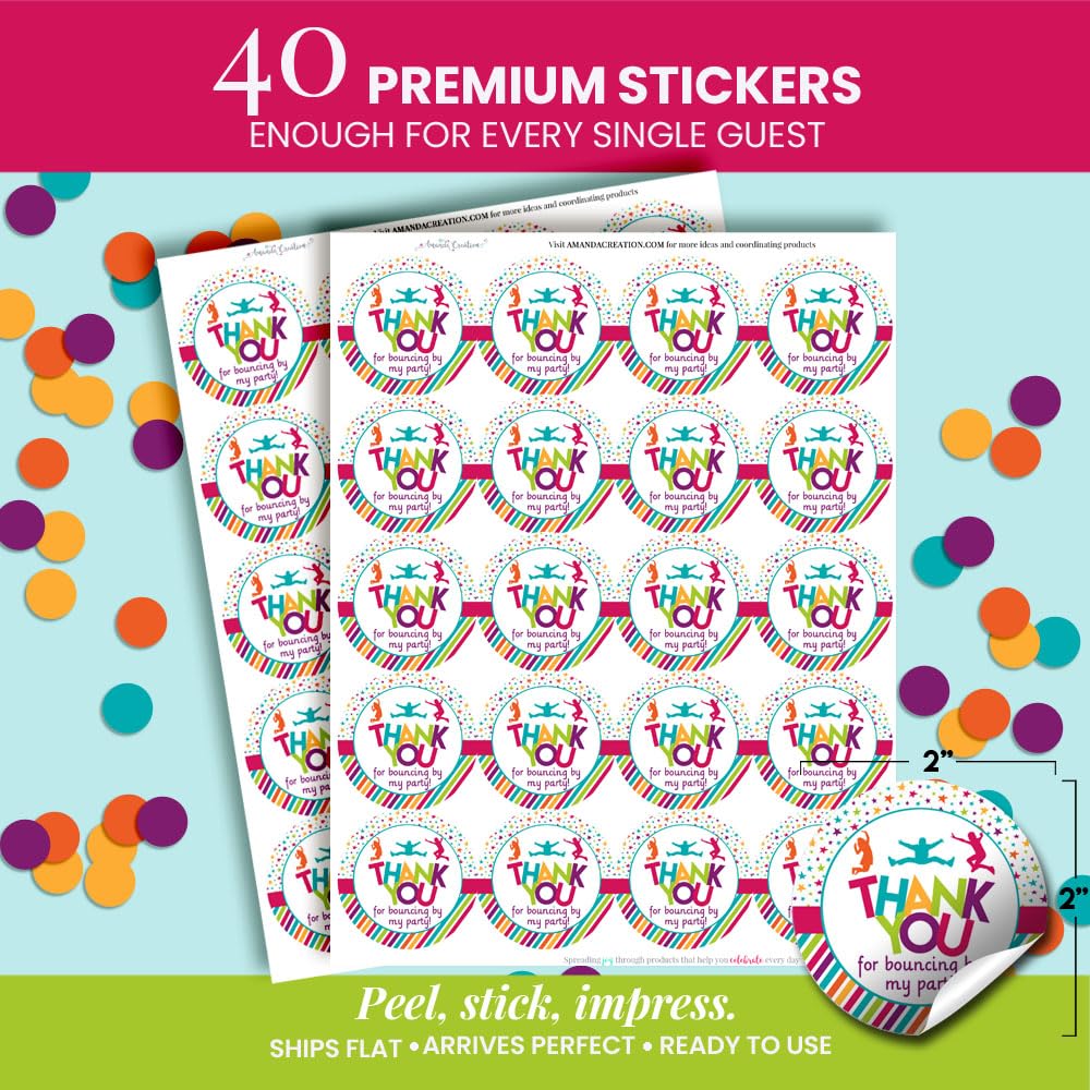 60 adesivi Thank You for Coming to My Party, 5 cm, adesivi impermeabili arcobaleno per feste di compleanno e baby shower