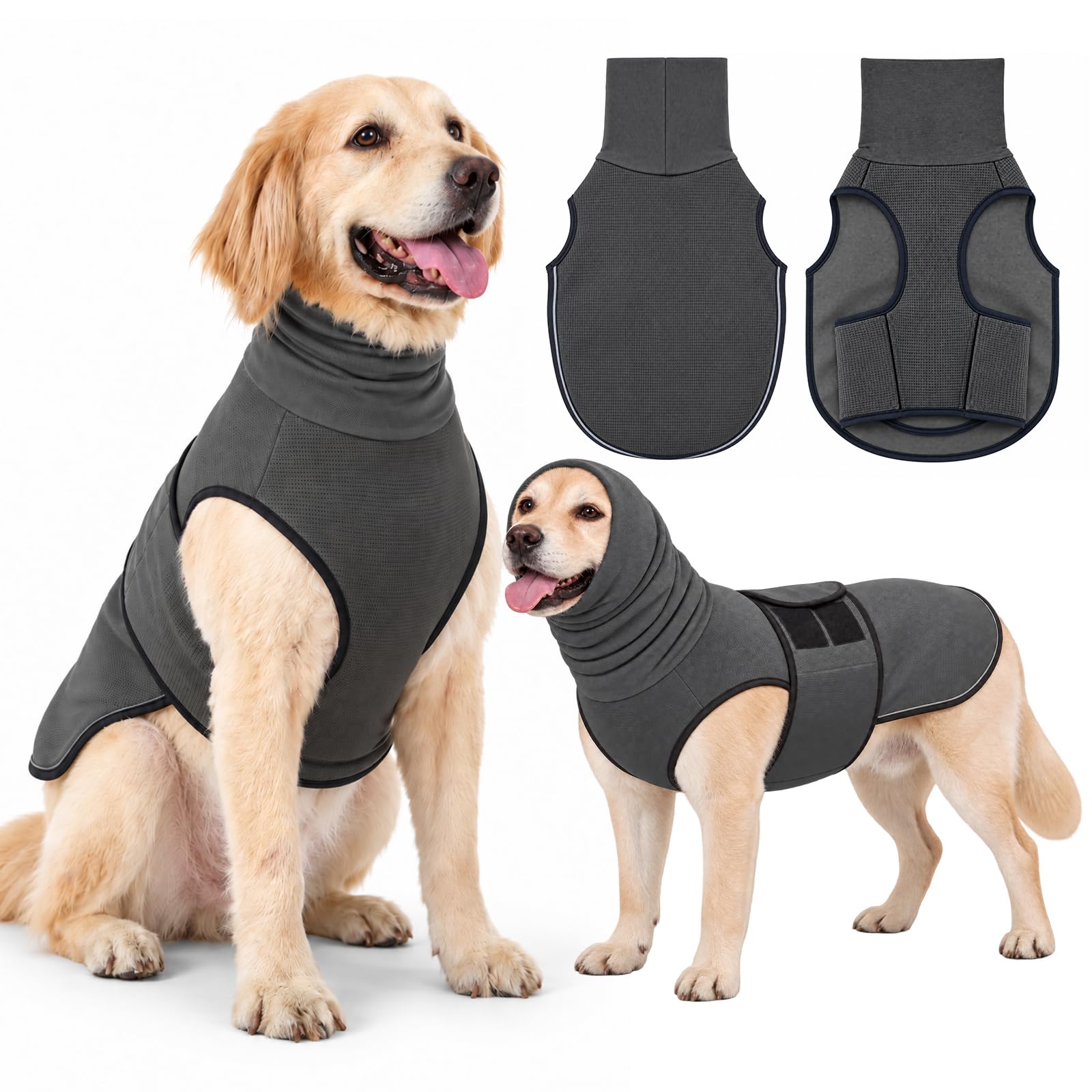 Dog Anxiety Coat with Calming Hood, Soft Dog Anxiety Vest (Grey, M) — image 1