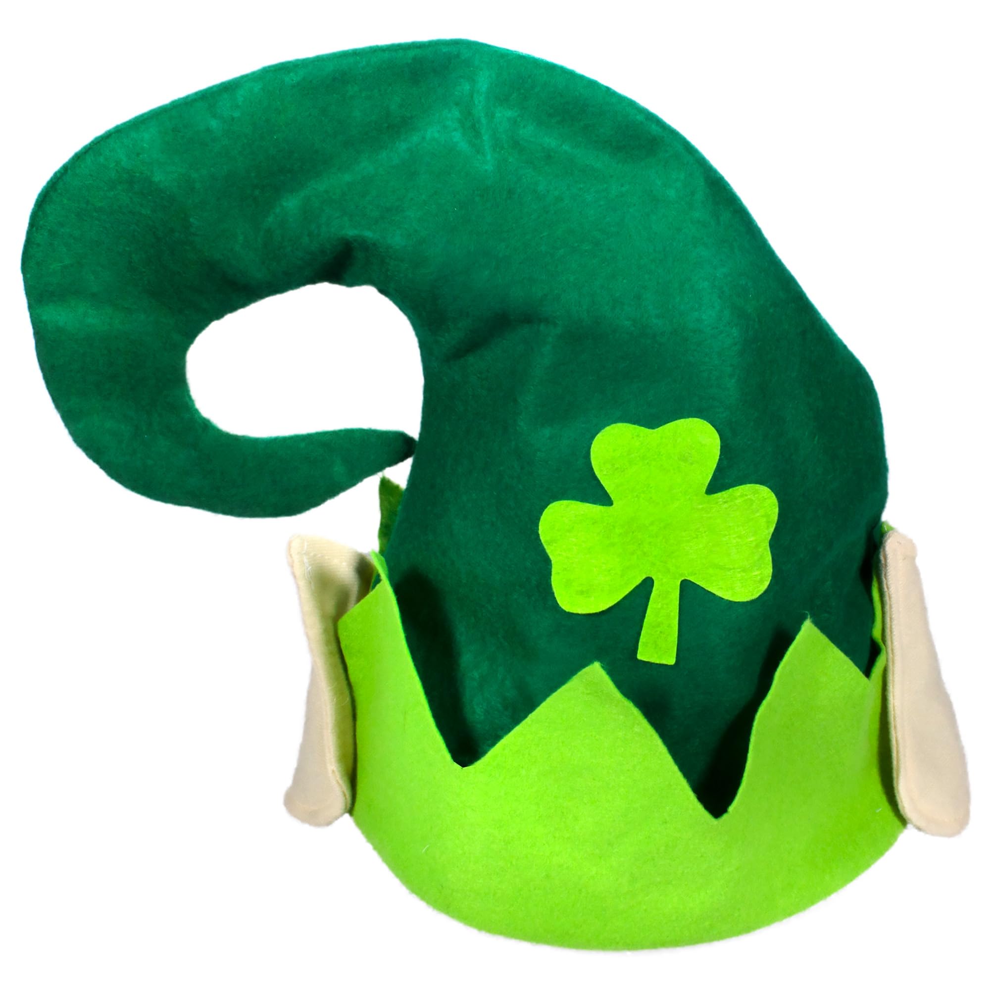 Festive Felt St. Patrick's Day Leprechaun Elf Party Hat, Green/Beige, One Size, 13