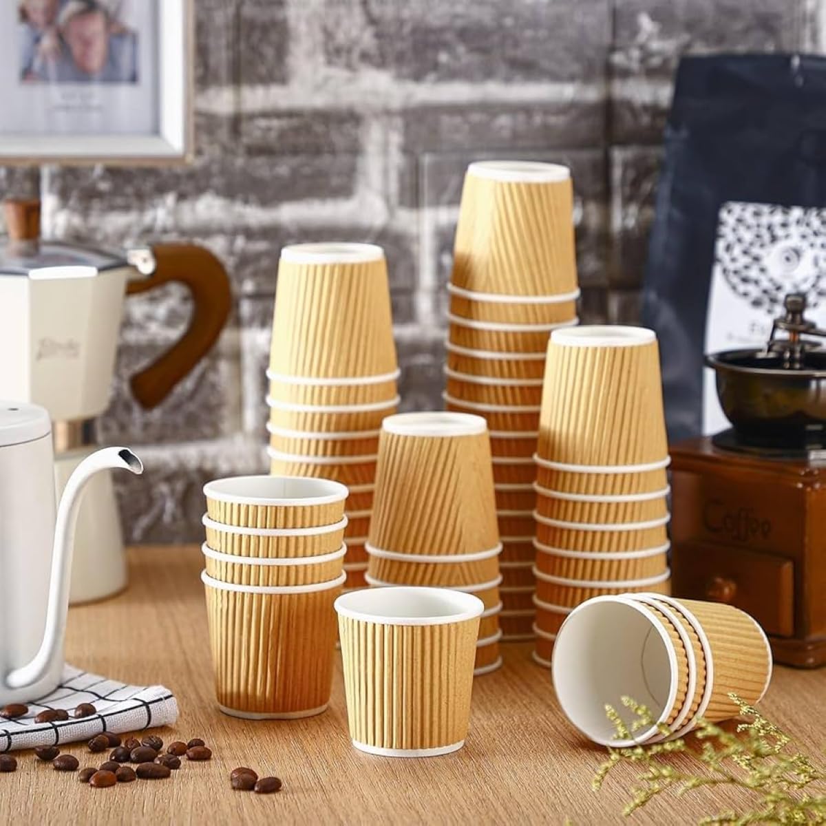 HOT BARGAINS Kraft Paper Coffee Cups 4oz/120ml, Pack of 100, Triple Wall Insulated Hot Drink Cups (100, 4oz) โ image 1