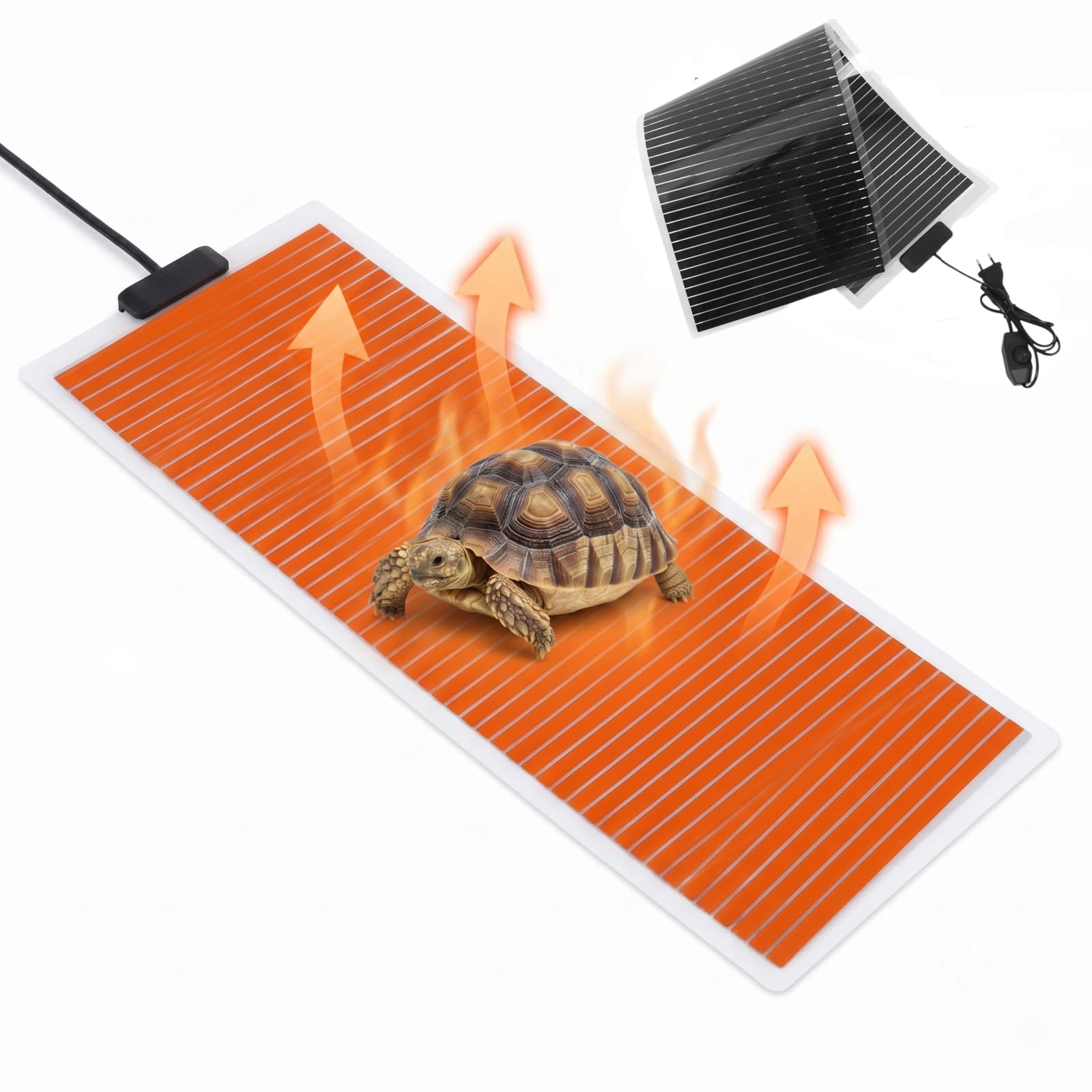 Tapis chauffant pour terrarium, 45W Tapis Chauffant pour Reptiles avec Thermostat Réglable Compatible Récipients en Verre pour Terrariums Tortues Serpents Petits Lézards 31,44 x 11,12 x 0,04inch