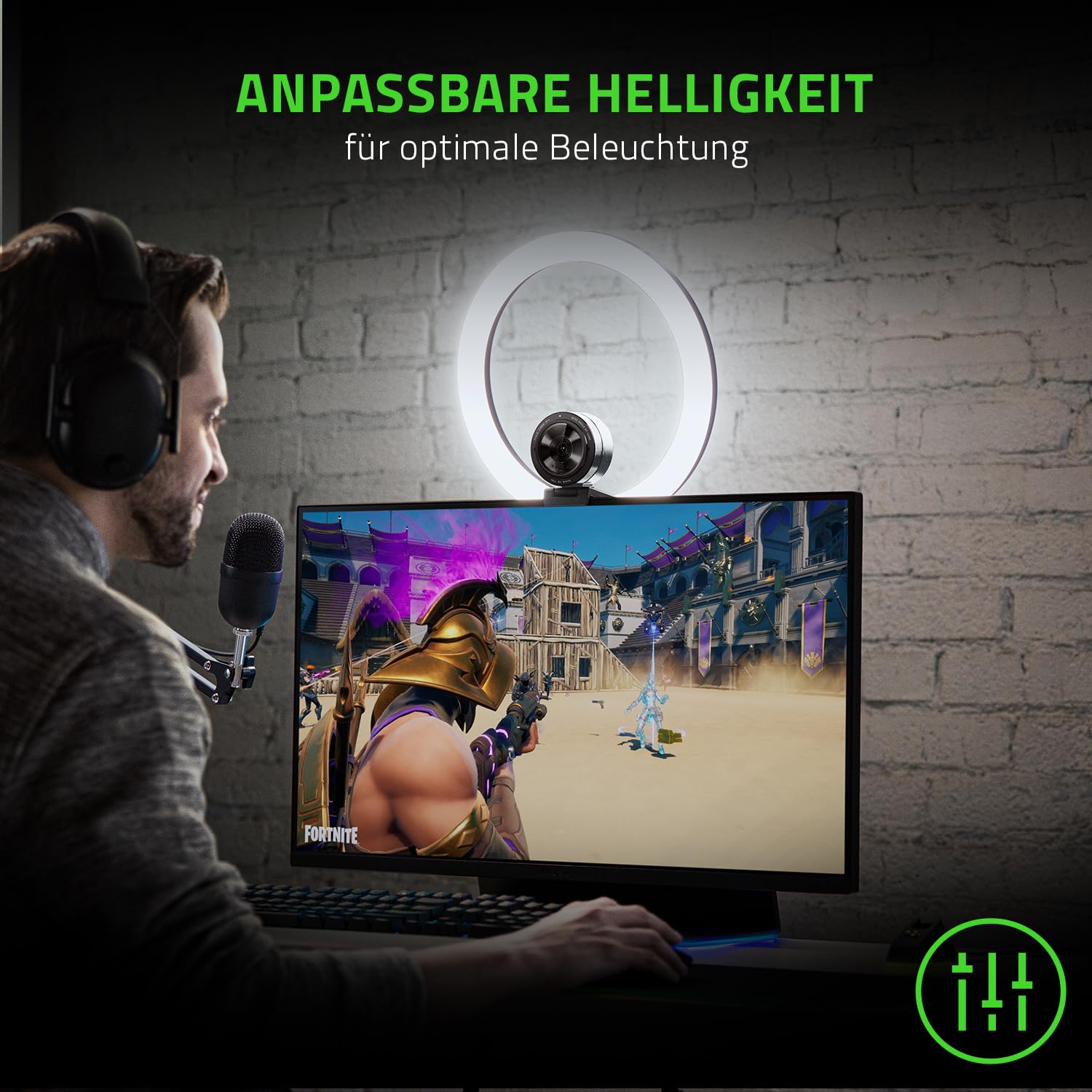 Razer Ring Light - 12-Zoll-USB-LED-Ringleuchte mit Stativ für PC + Mobile Streaming (Anpassbares Lichtspektrum + Helligkeit, Flexible Befestigungsmöglichkeiten) Schwarz