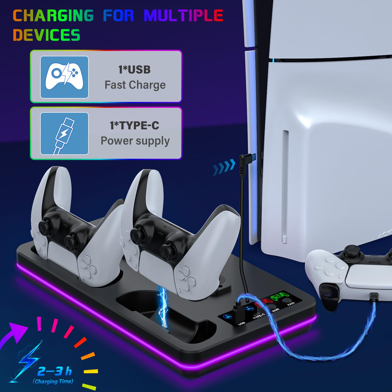 PS5 - Soporte de estación de refrigeración para PlayStation 5 Slim Disc/Disc y Digital/Pro