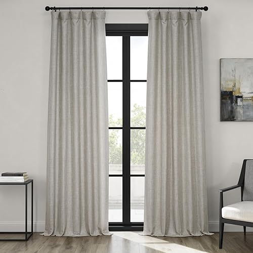 HPD Half Price Drapes - Cortinas de lino sintético texturizado para oscurecer la habitación, dormitorio, sala de estar, 1 panel de 50 pulg de ancho