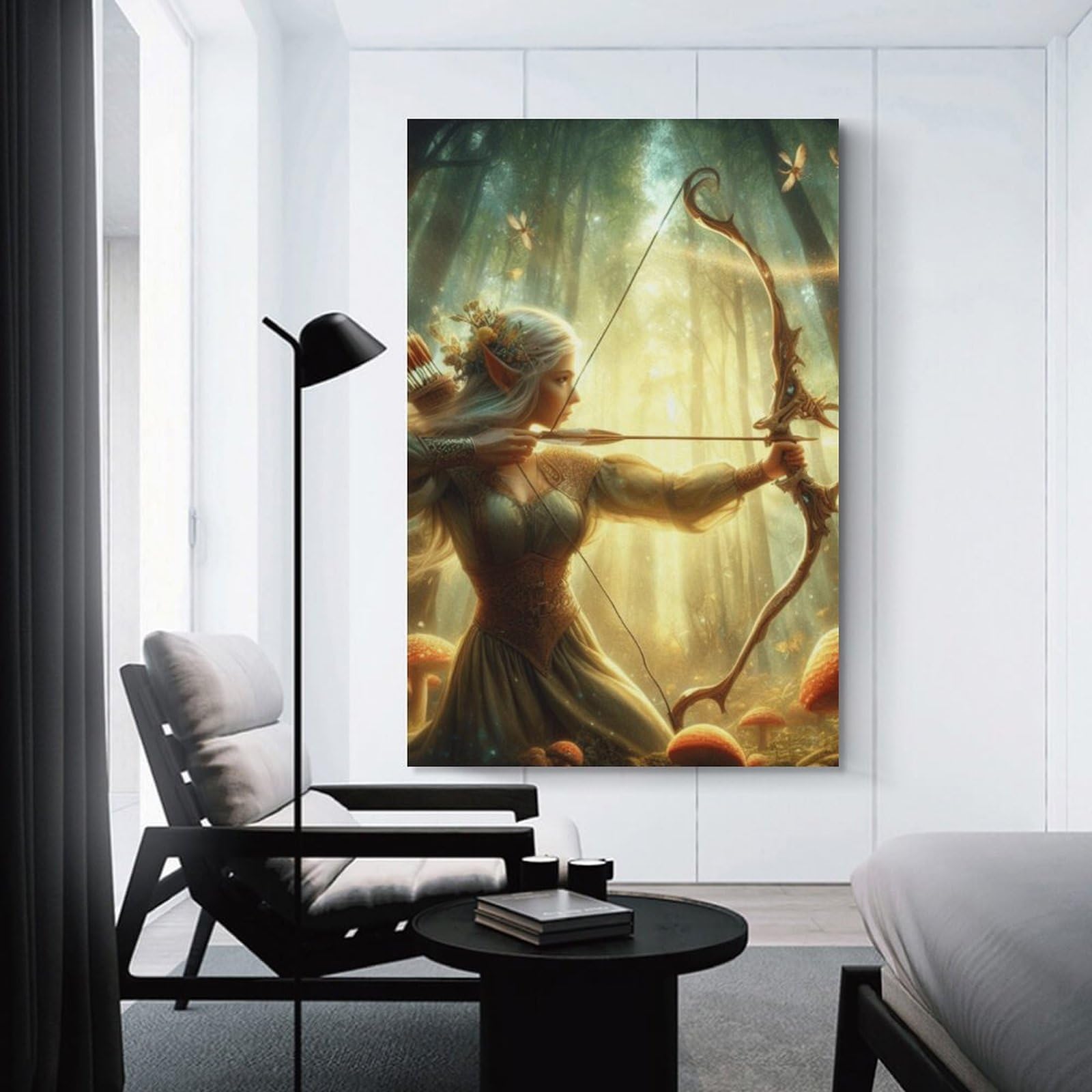 Junmoney Unframe-Style-21 Canvas Wall Picture Fantasy Forest Archer Art Print, 24X36inch(60X90cm), For Bedroom, Lounge Or Dressing Area, Stylish Decor For A Restful Room Update