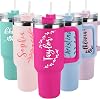 ThermoThrill Ships Next Day, Personalized 40 Oz Tumbler with Handle and Straw Custom Tumbler with Text Stainless Steel Mug Birthday Gifts for Women