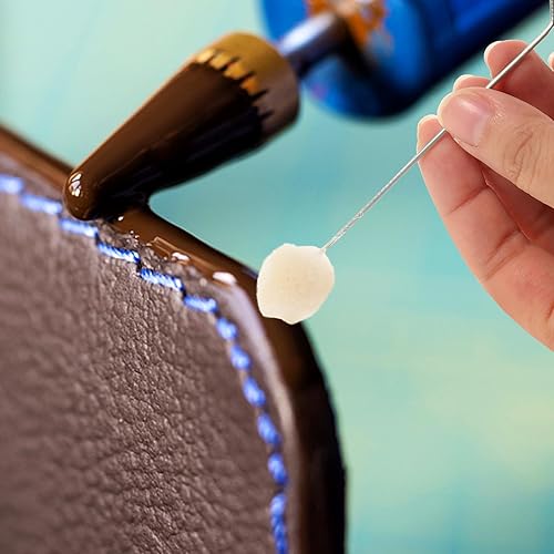 Miniatura 8 de 10 Uds. Cepillo de bola de lana Daubers de cuero, herramienta de bola de tinte de cuero, herramientas de artesanía de lana con mango de metal para